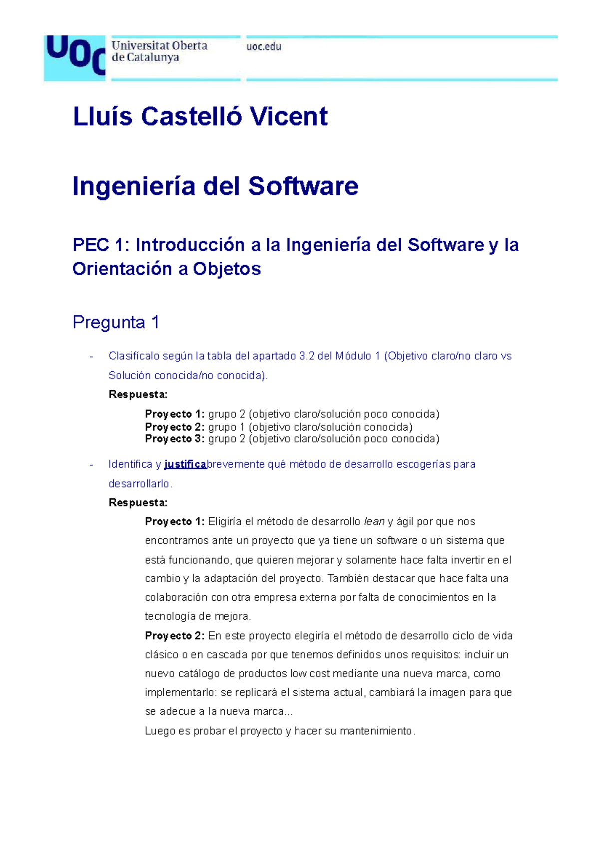 PEC 1: Introducción a la Ingeniería del Software y Objetos - Studocu