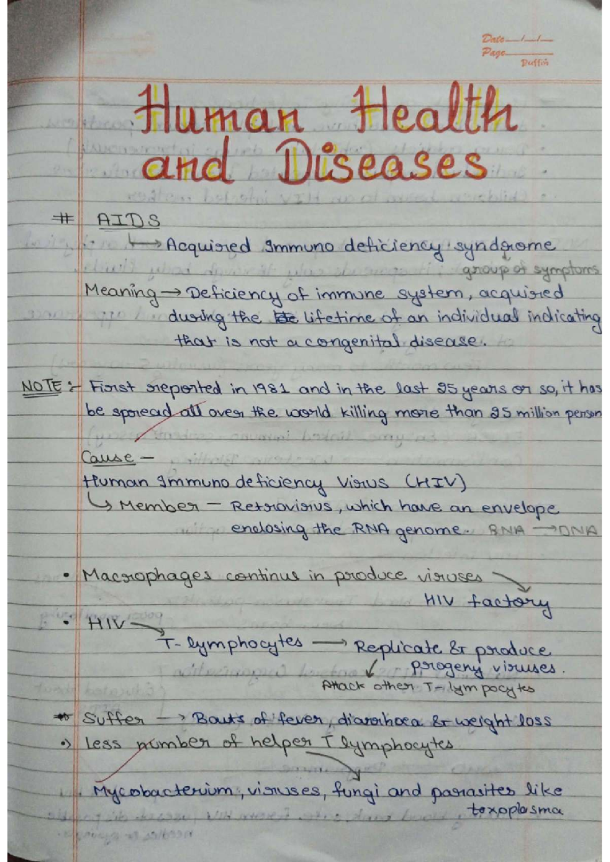 Biology 101: Human Health and Diseases Overview - Studocu