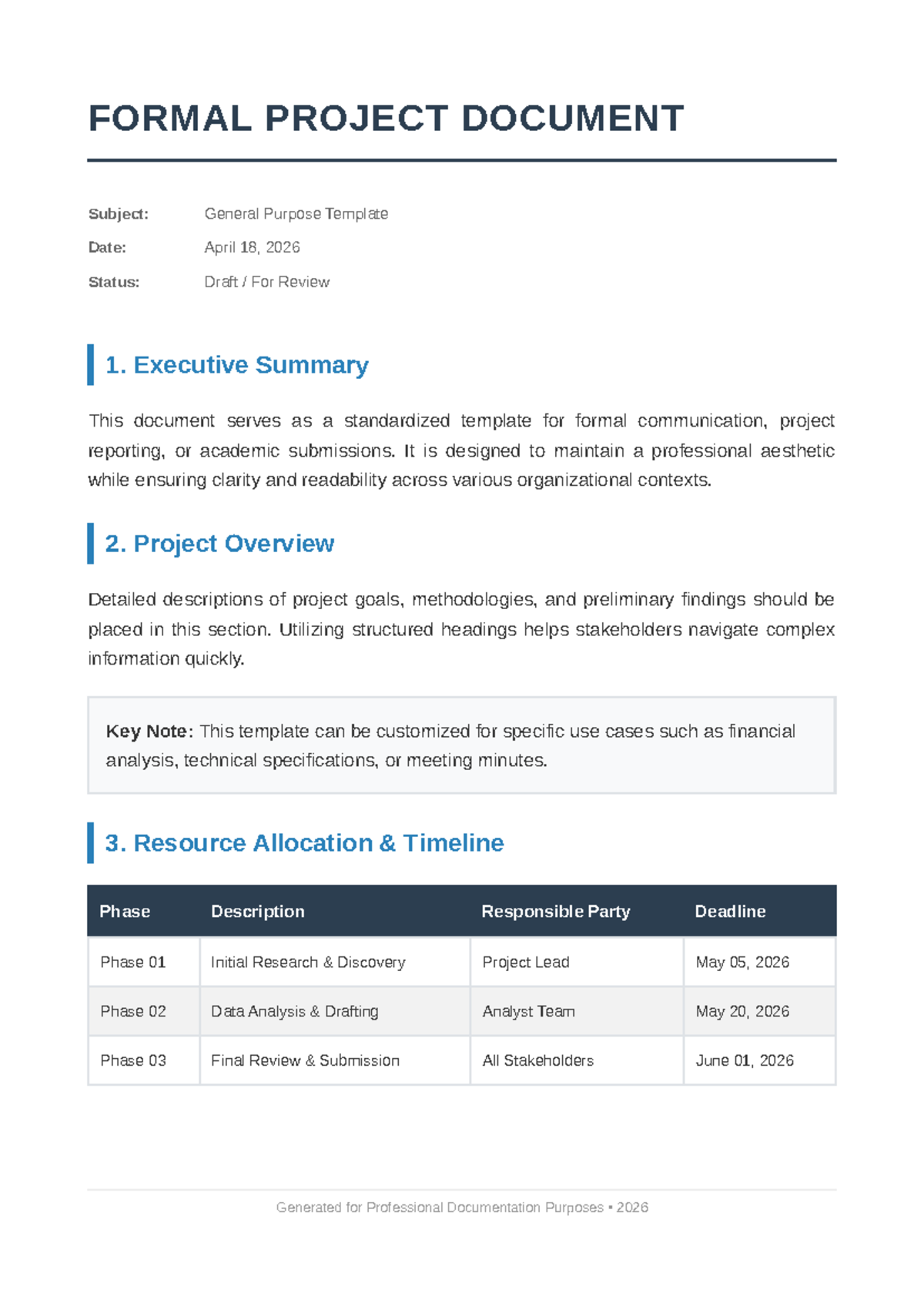 Professional Project Document Template for 2026 - Studocu