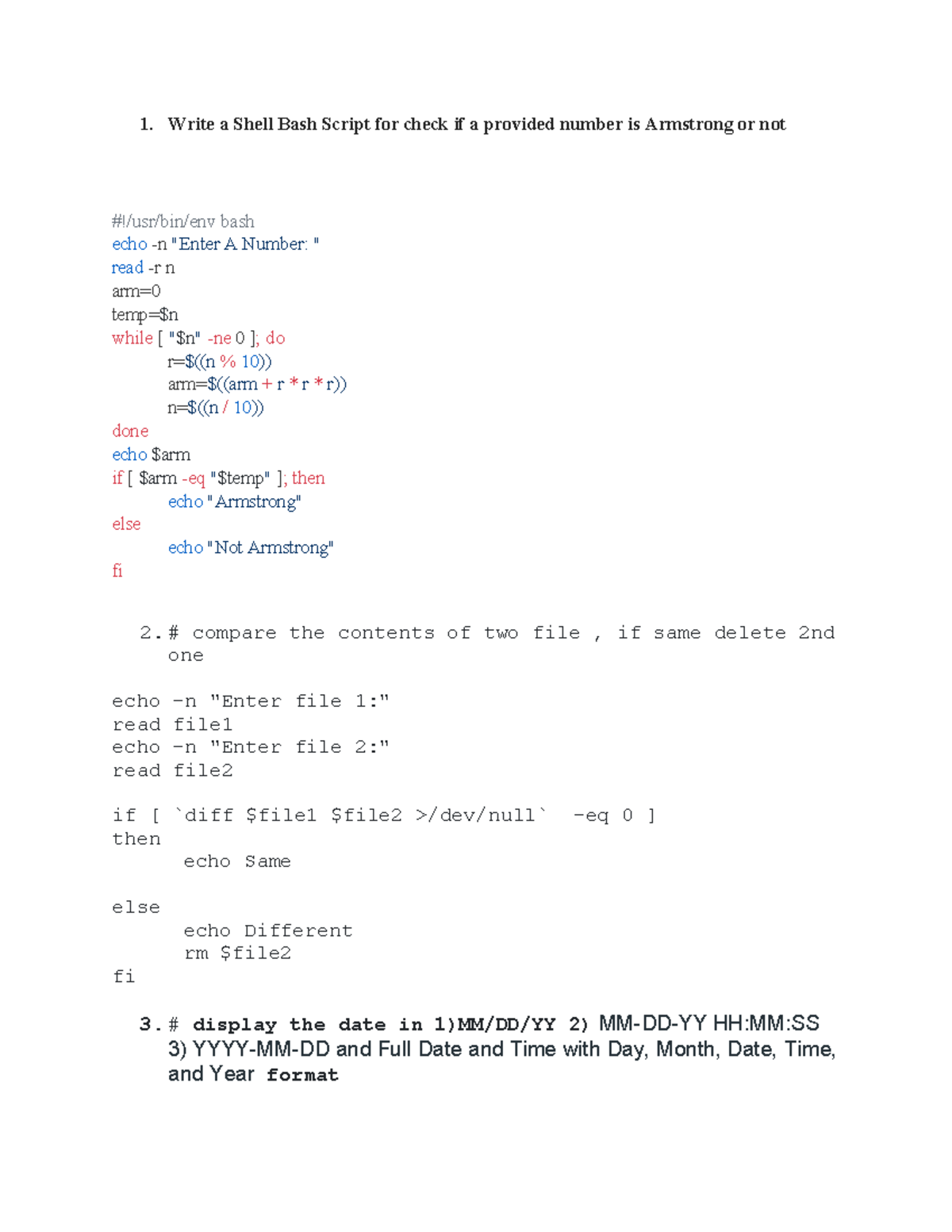 Shell Assignments Special: Armstrong Check, File Comparison & SED/AWK ...