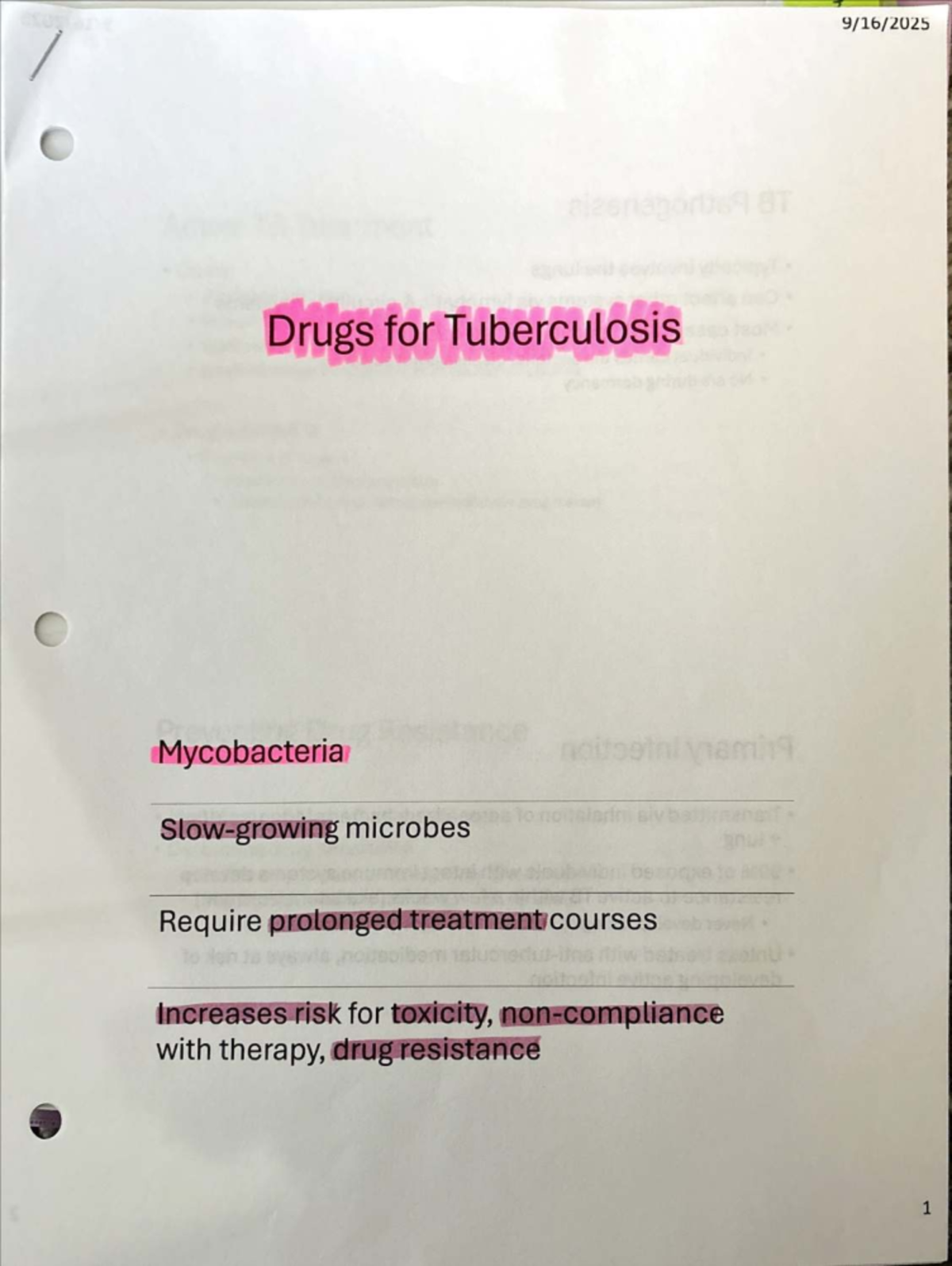 Final Exam Study Guide: TB Treatment & Drug Regimens (Course 101) - Studocu