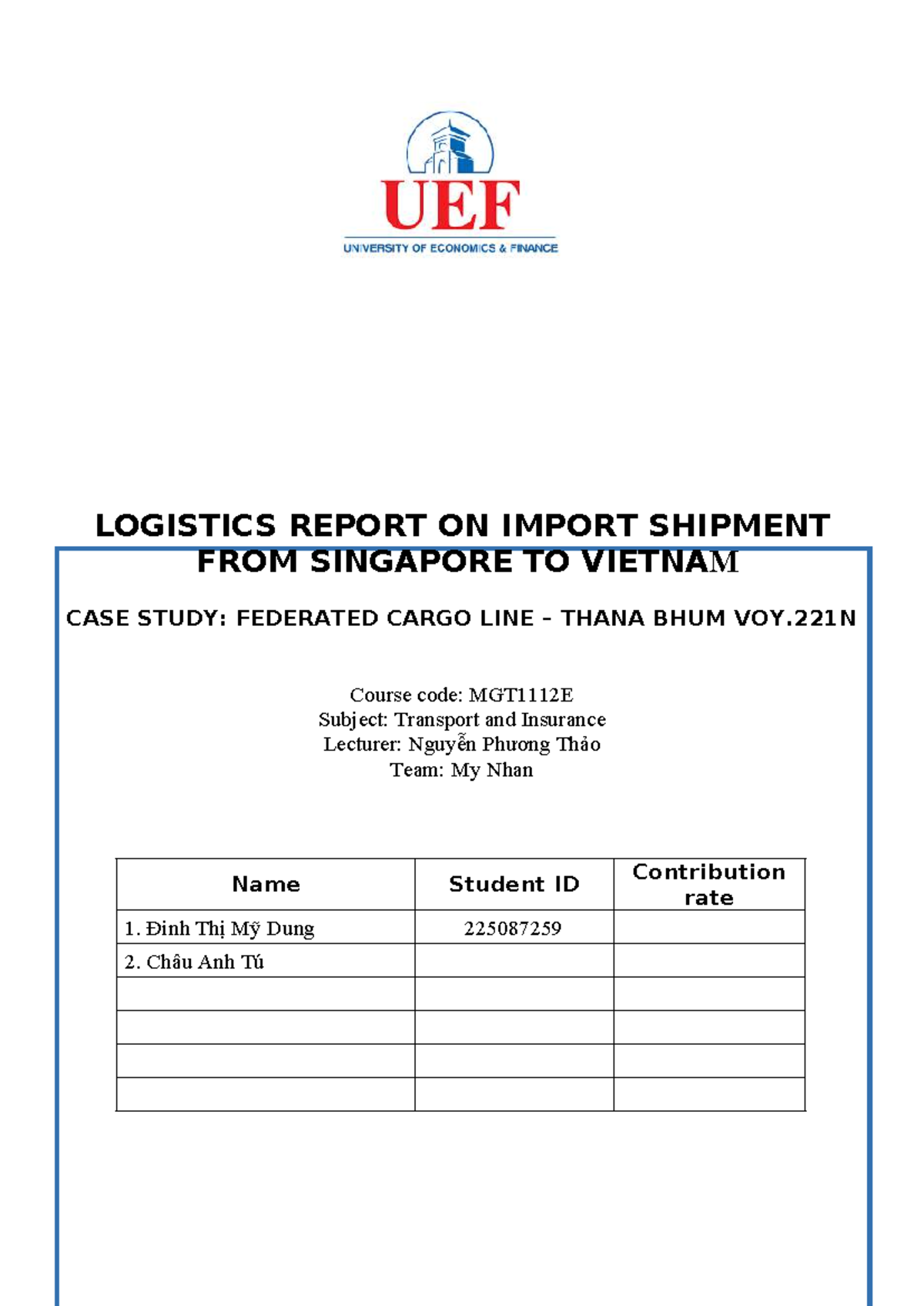 File tổng hợp bài thuyết trìnhdocx - LOGISTICS REPORT ON IMPORT ...