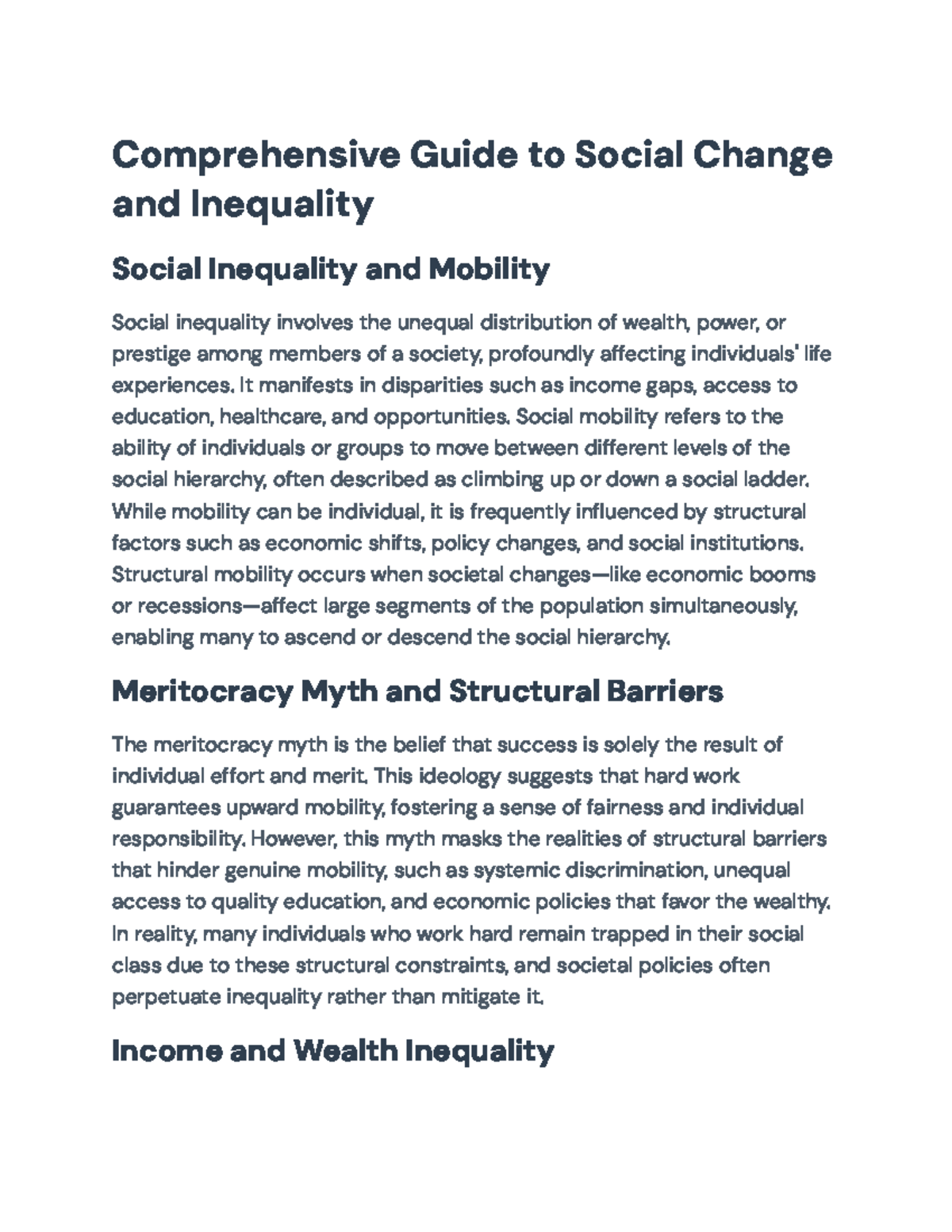 Comprehensive Guide to Social Inequality and Change (SOC 101 ...