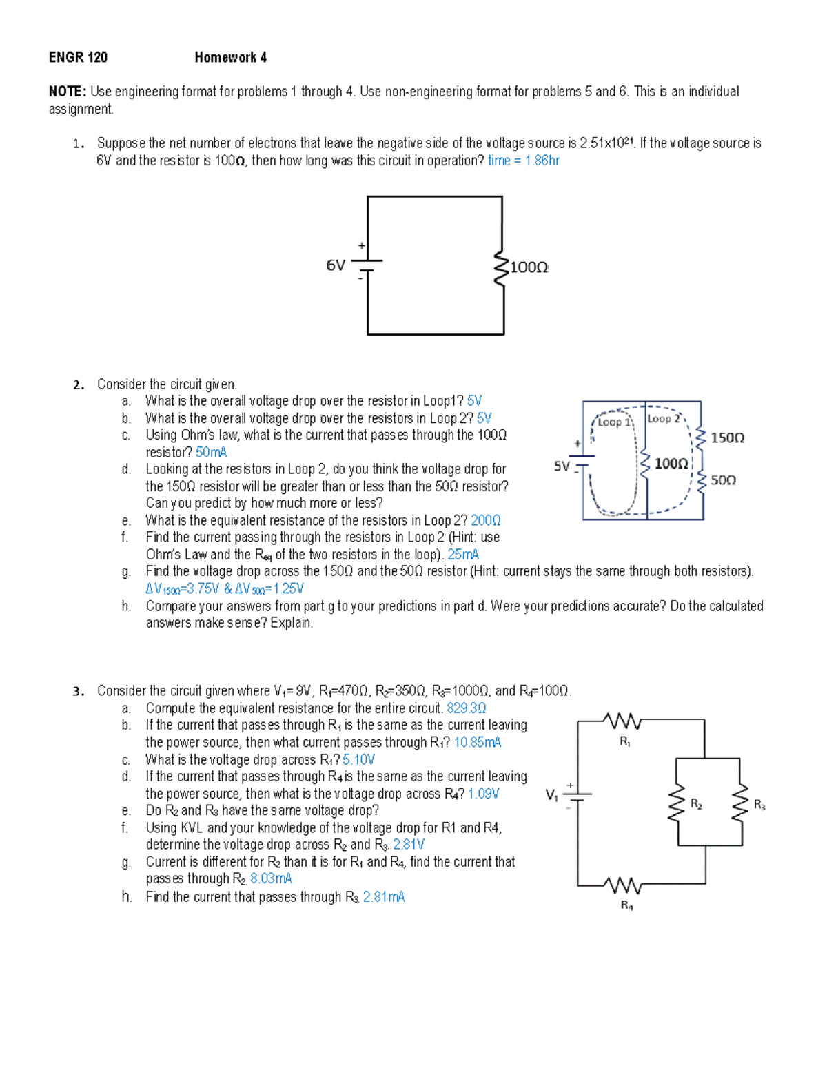 W Homework 4 241 - for practice - ENGR 120 Homework 4 NOTE: Use ...