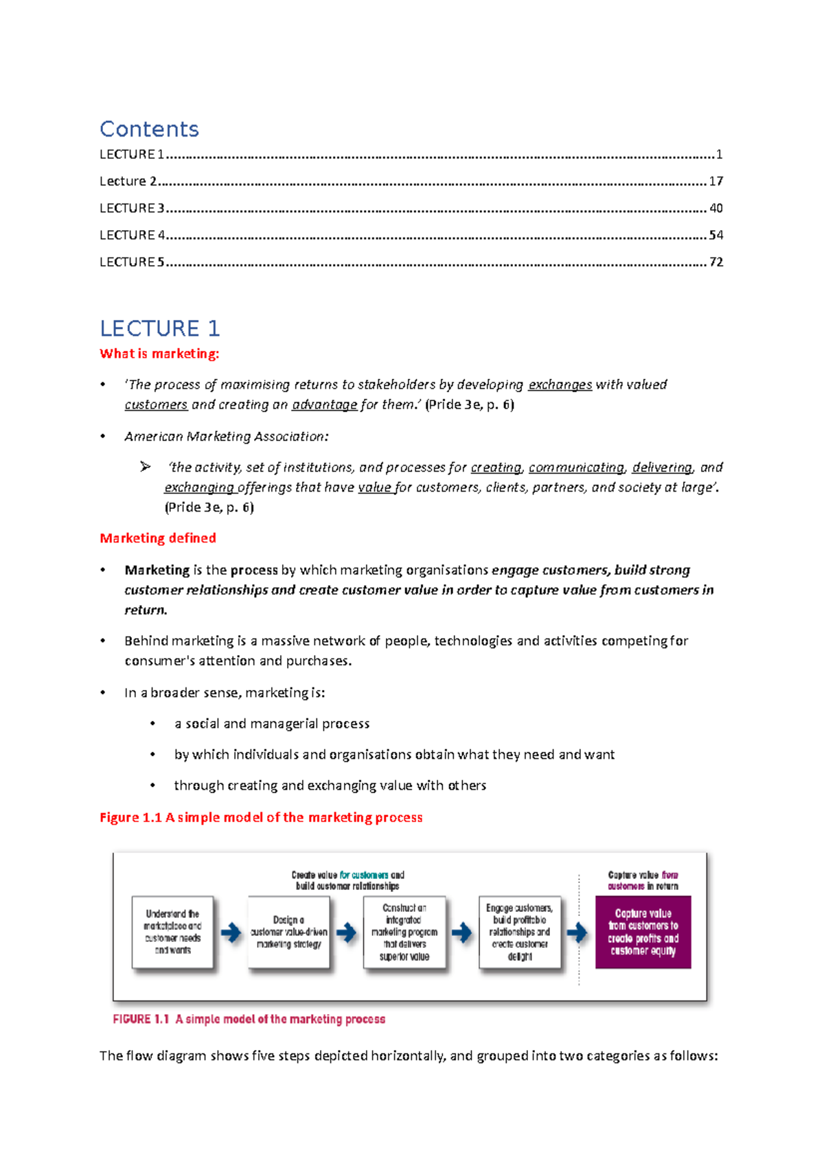 Marketing Lectures Notes: Key Concepts from Lectures 1-5 - Studocu