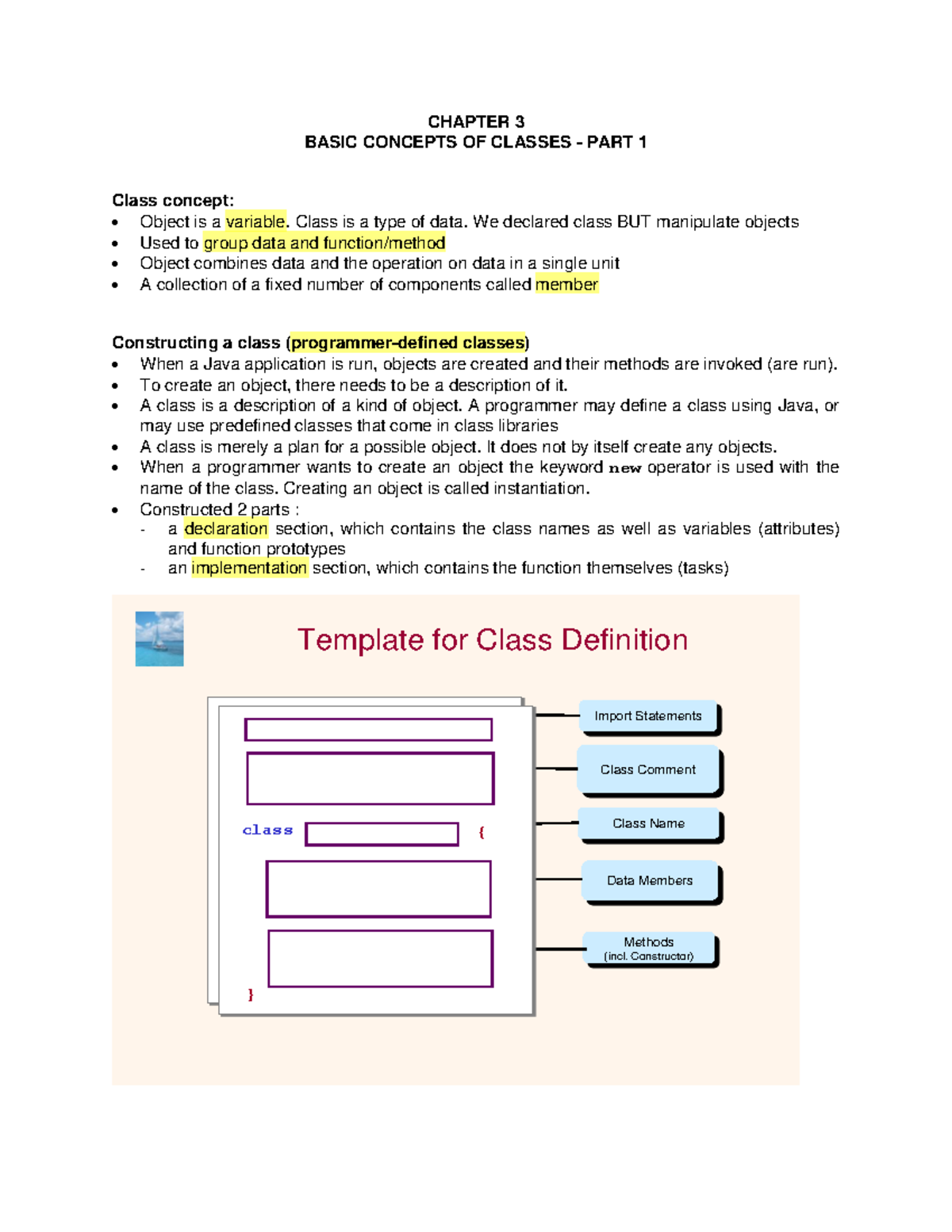 CHAPTER 3: BASIC CONCEPTS OF CLASSES IN JAVA - Studocu