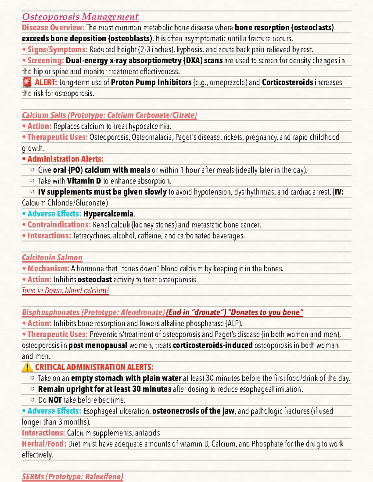 Module 4 - Pharm: Osteoporosis & RA Management Overview - Studocu