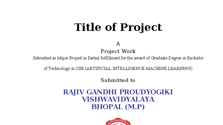 Major Project Format for VII Sem B.Tech in CSE (AIML) - Studocu