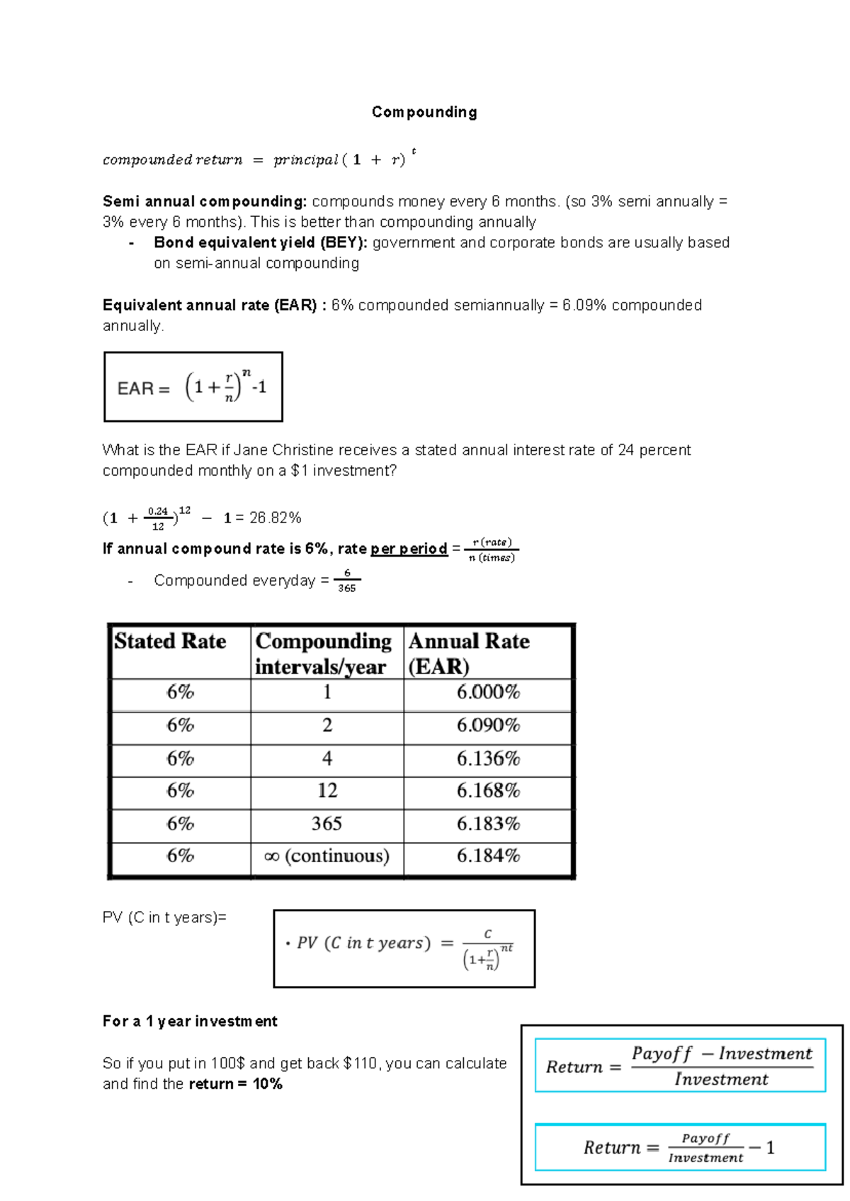 Compounding Models and Financial Returns Explained (Course Code: 6 ...
