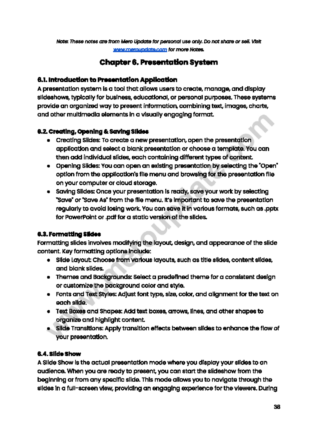 Chapter 6 Notes: Introduction to Presentation Systems and Techniques ...