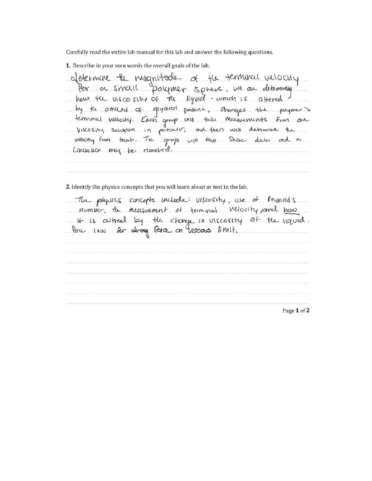 Physics lab 5 - phys lab 5 - Carefully read the entire lab manual for ...