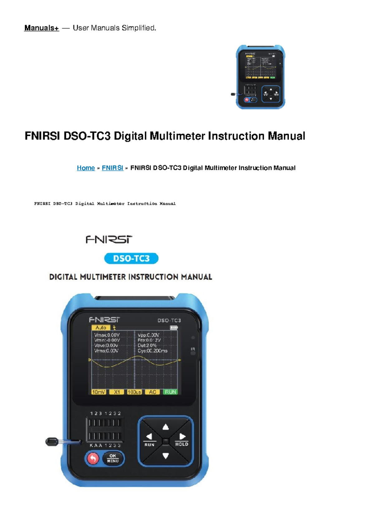 Dso tc3 digital multimeter manual - Home » FNIRSI » FNIRSI DSO-TC3 ...