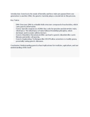 Genetics - Study Notes & Assignments - Studocu