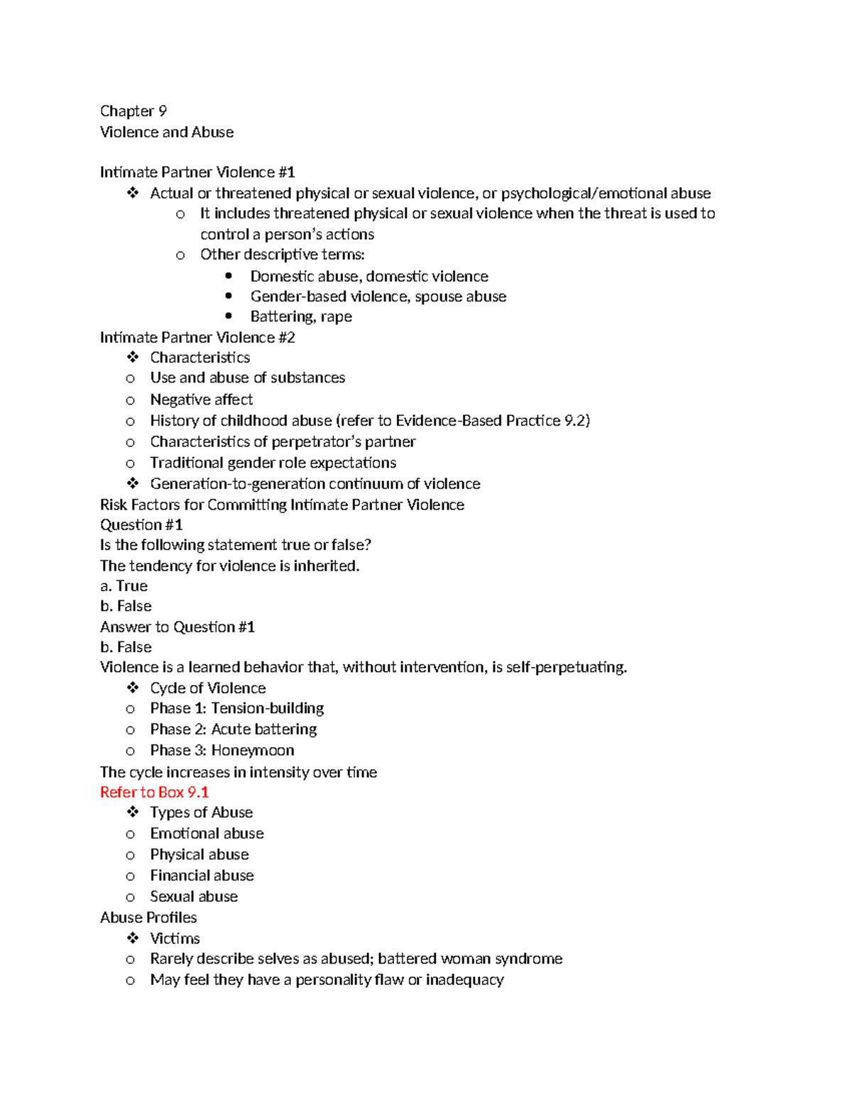 CH 9 Maternity Notes: Understanding Intimate Partner Violence and Abuse ...