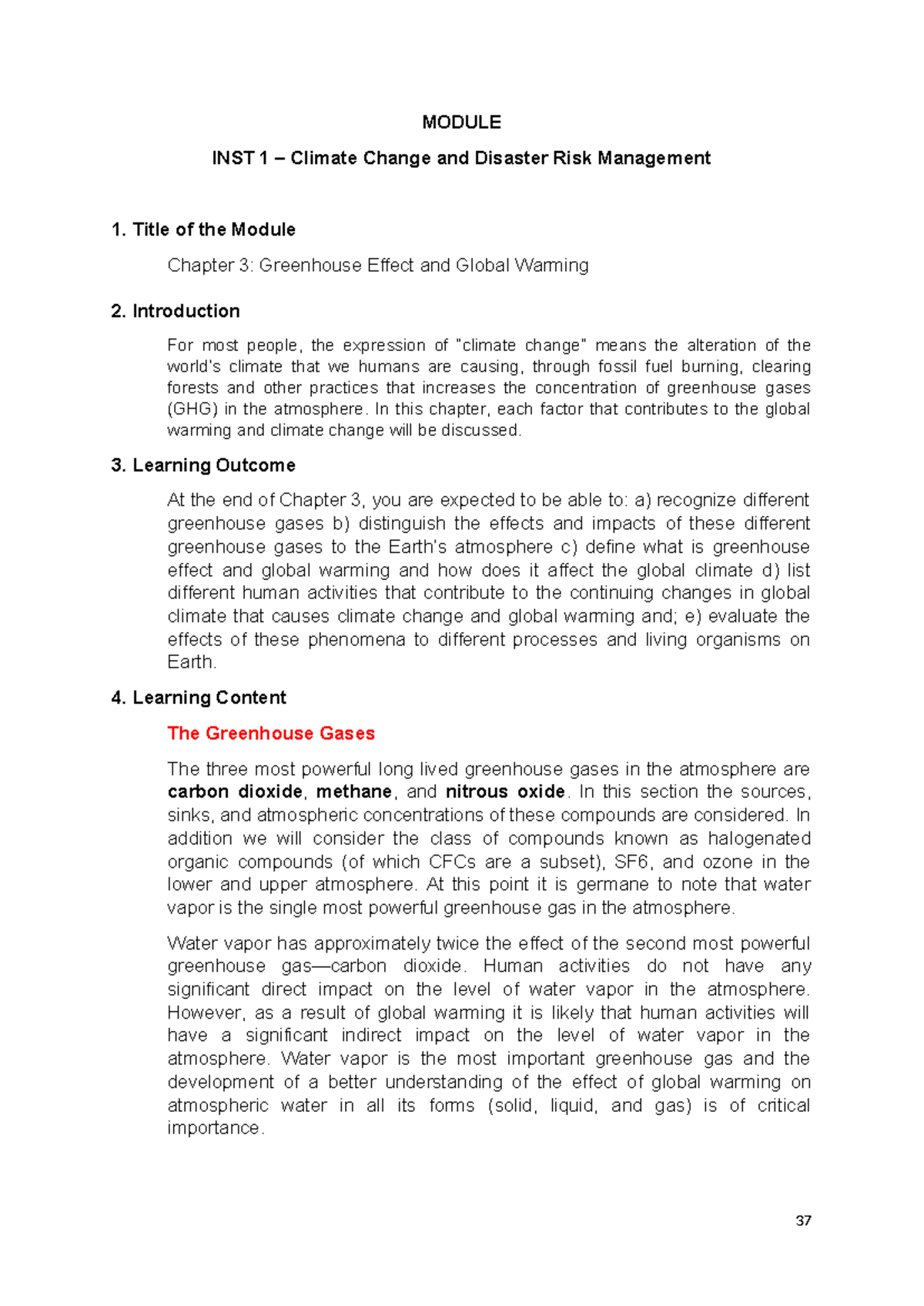 Module INST 1: Climate Change Chapter 3 - Greenhouse Effect & Global ...