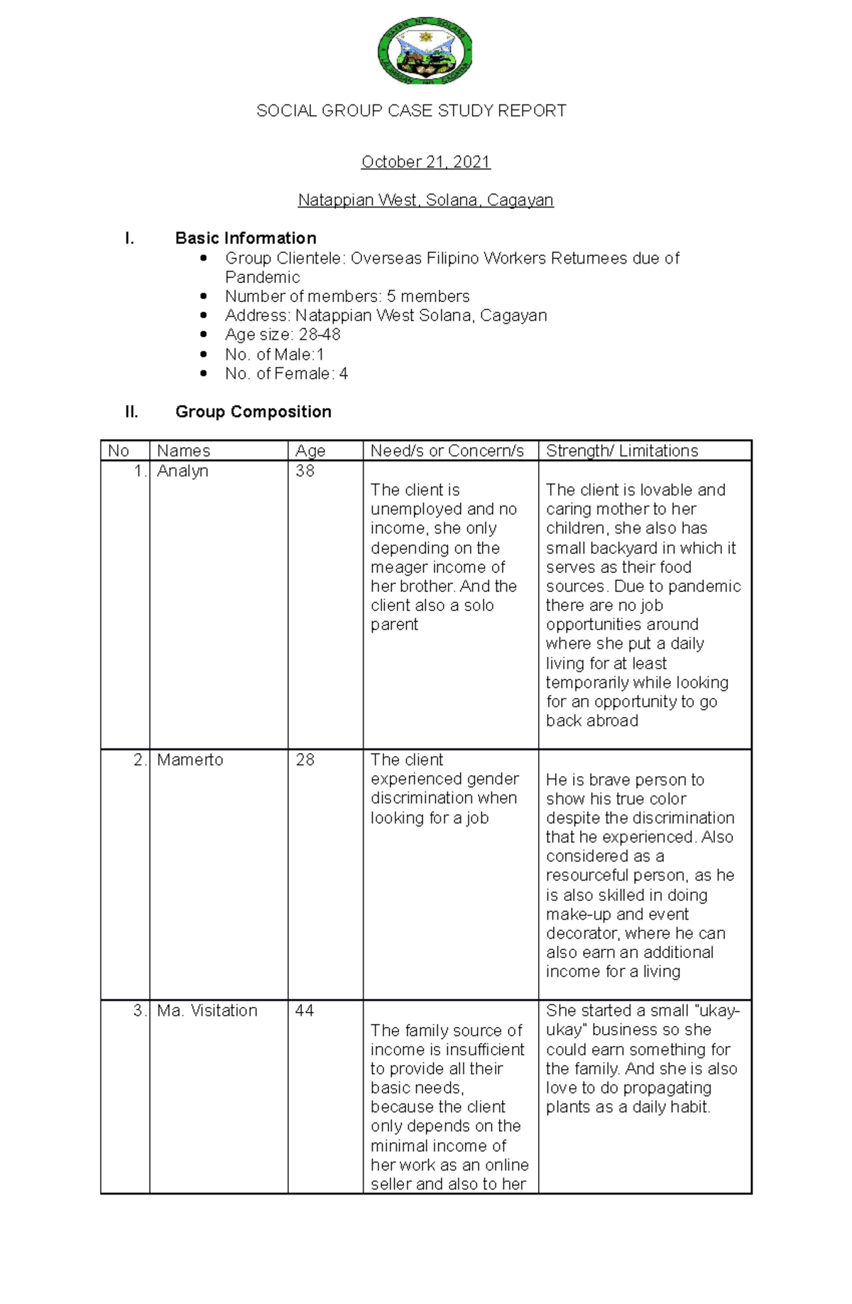 Final Groupwork Case Study Report - Social Impact on OFWs - Studocu