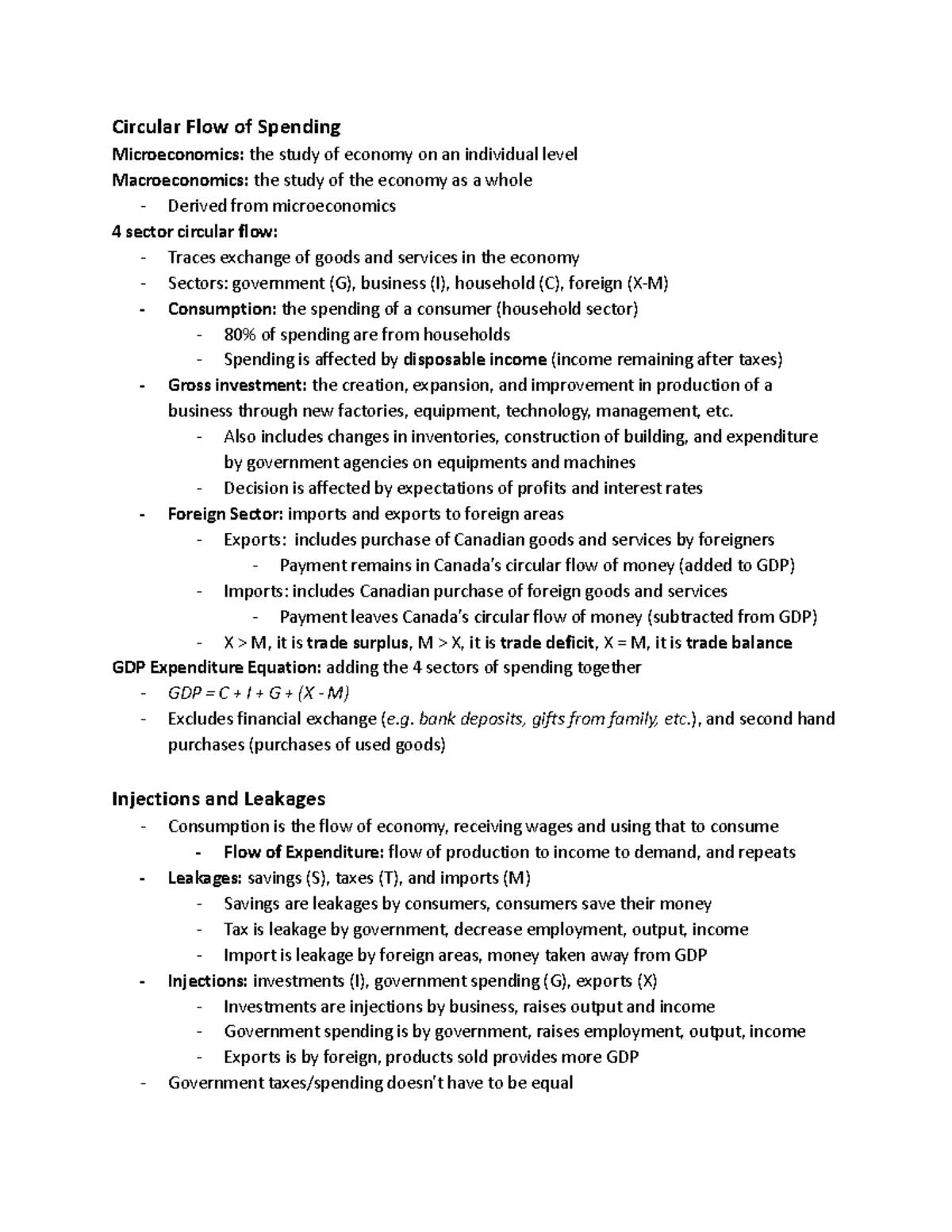 Macroeconomics Circular Flow of Spending Overview and Insights - Studocu