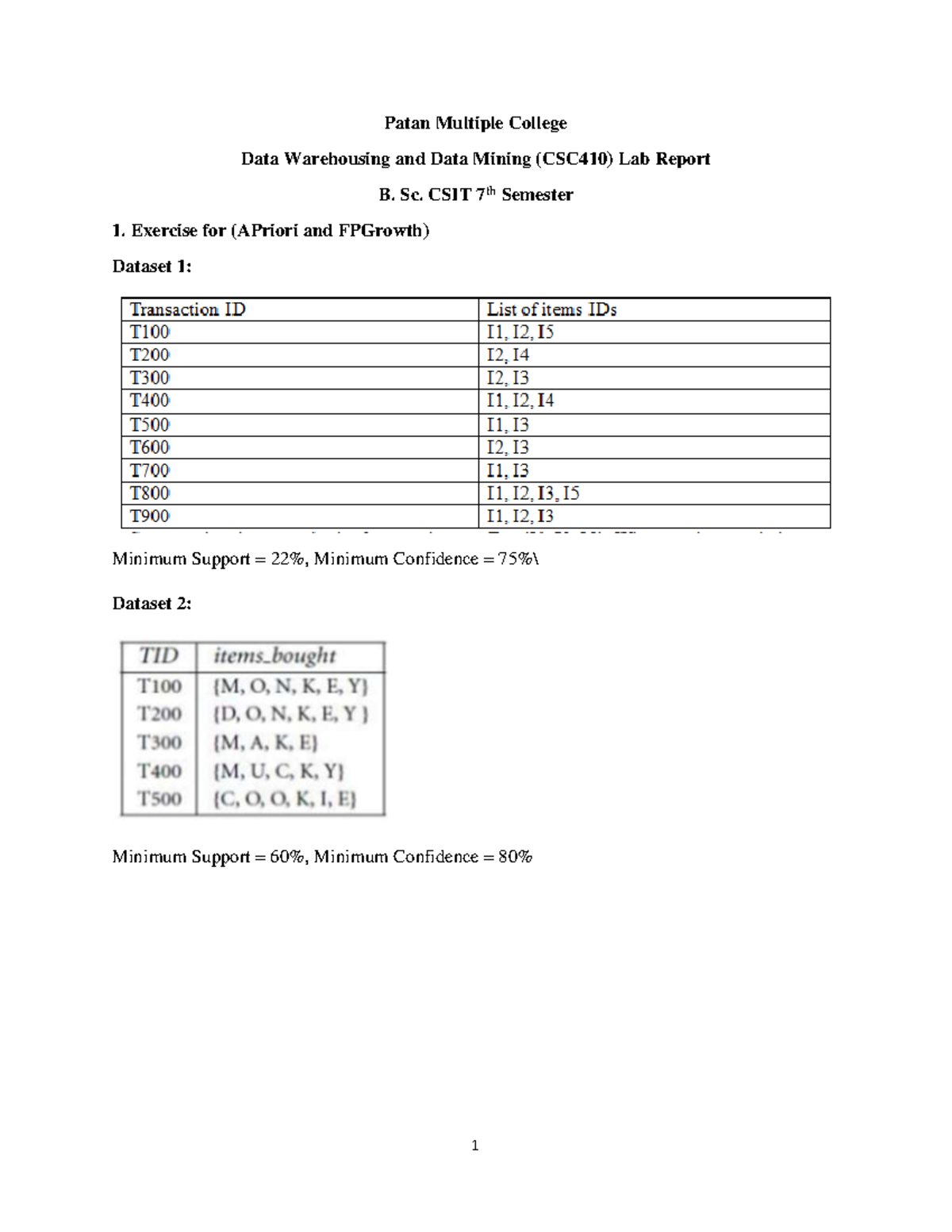 DWDM Lab Report (CSC410) - Practical Exercises & Datasets - Studocu