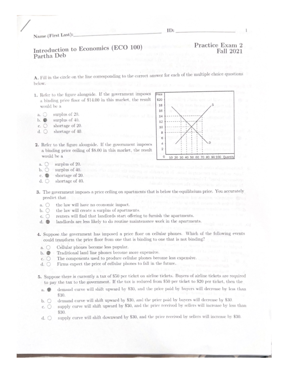 ECO 100 Introduction to Economics Practice Exam 2 Answer Key - Studocu