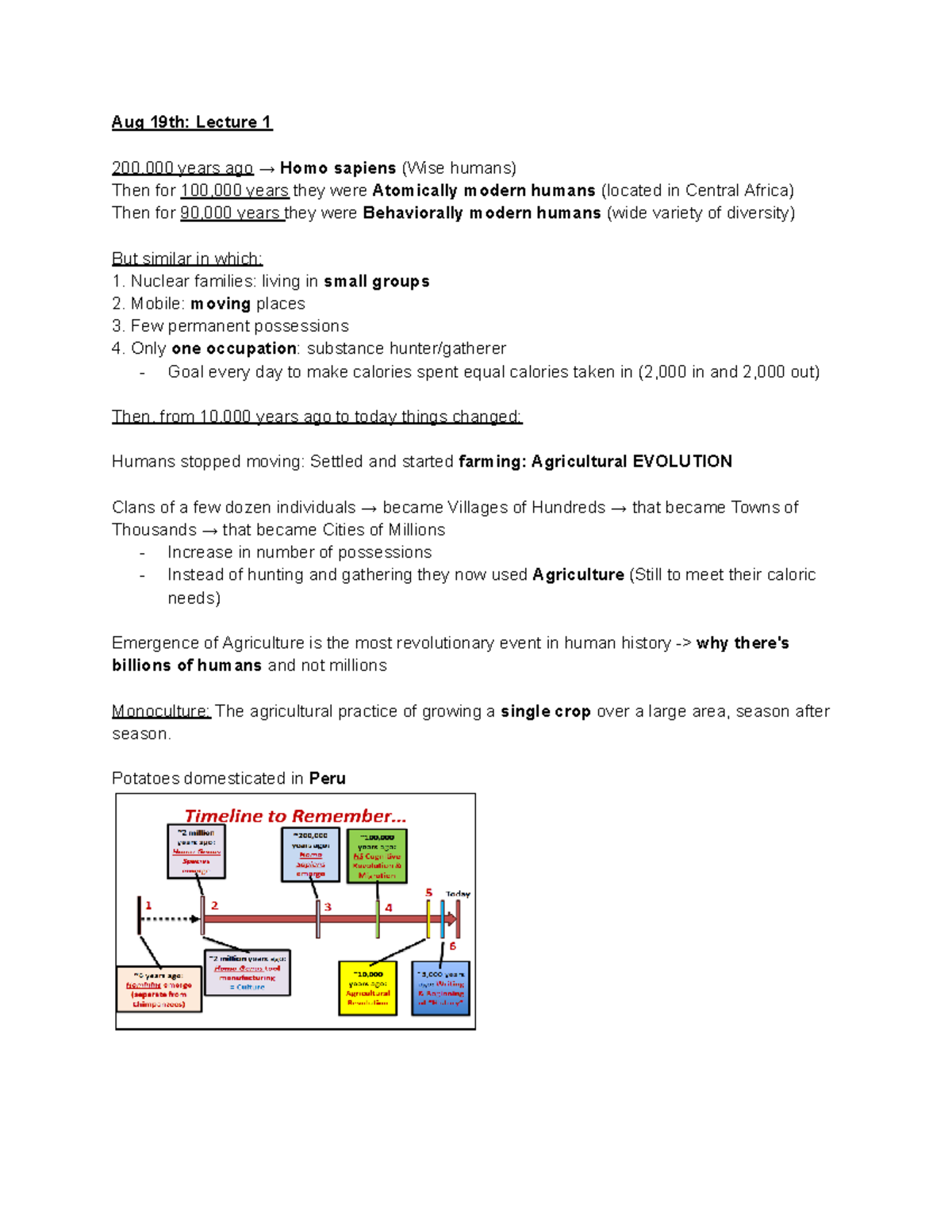 AESC 101: Lecture Notes on Human Evolution and Agriculture - Studocu