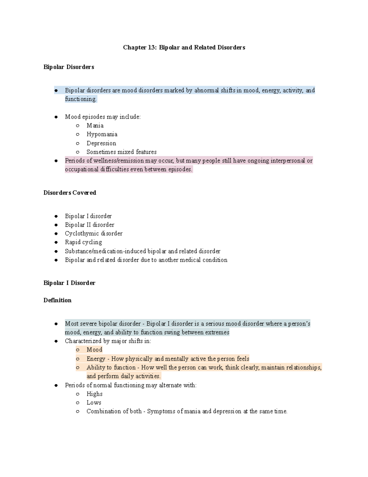 Chapter 13: Bipolar and Related Disorders - Week 7 Notes - Studocu