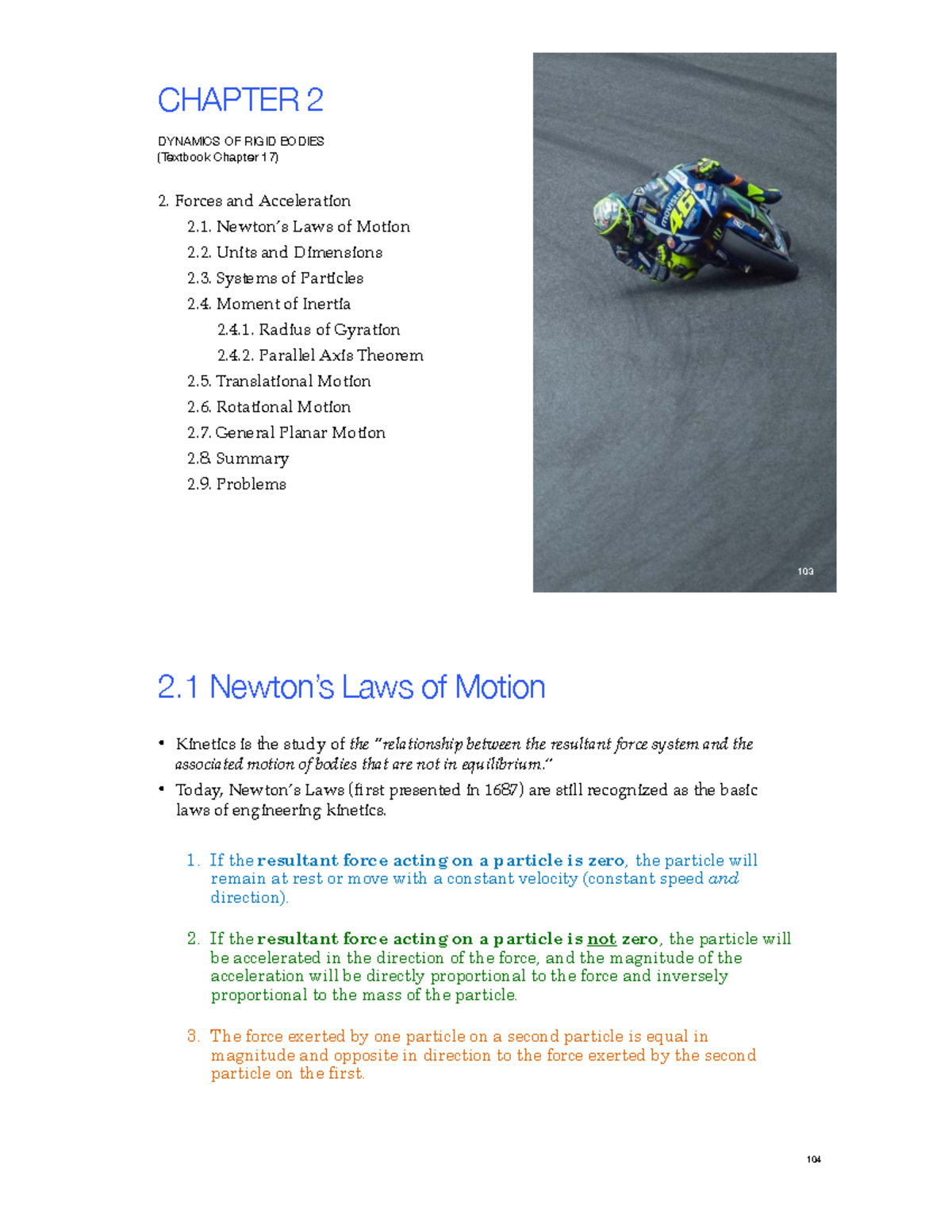 MAAE2101 - Chapter 2: Dynamics of Rigid Bodies and Motion - Studocu