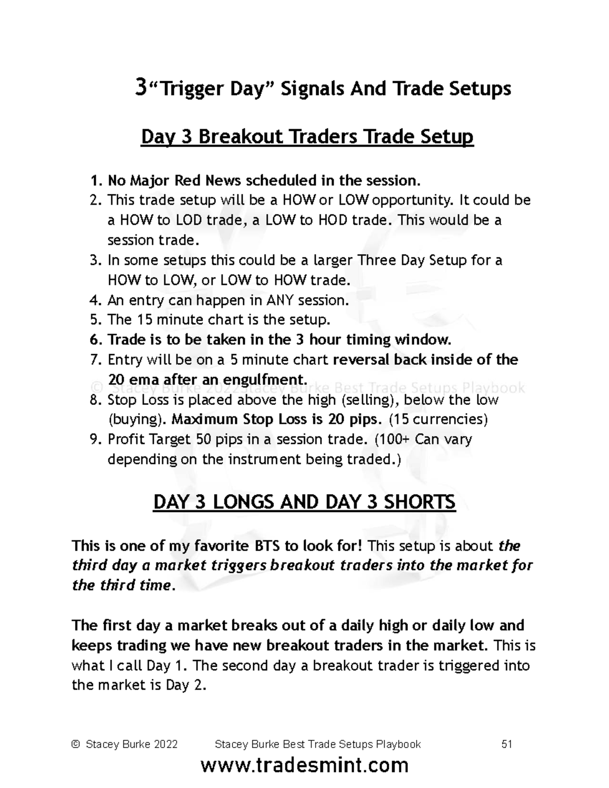 Stacey Burke Best Trade Setups Playbook Notes (Part 2) - Document Preview
