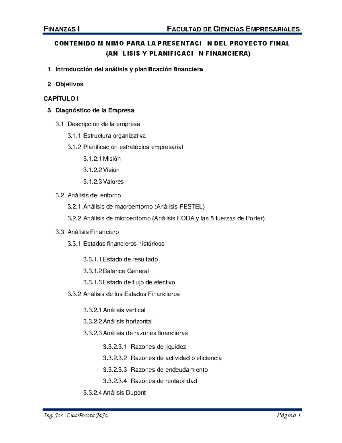 FINANZAS I: Proyecto Final de Análisis y Planificación Financiera - Studocu
