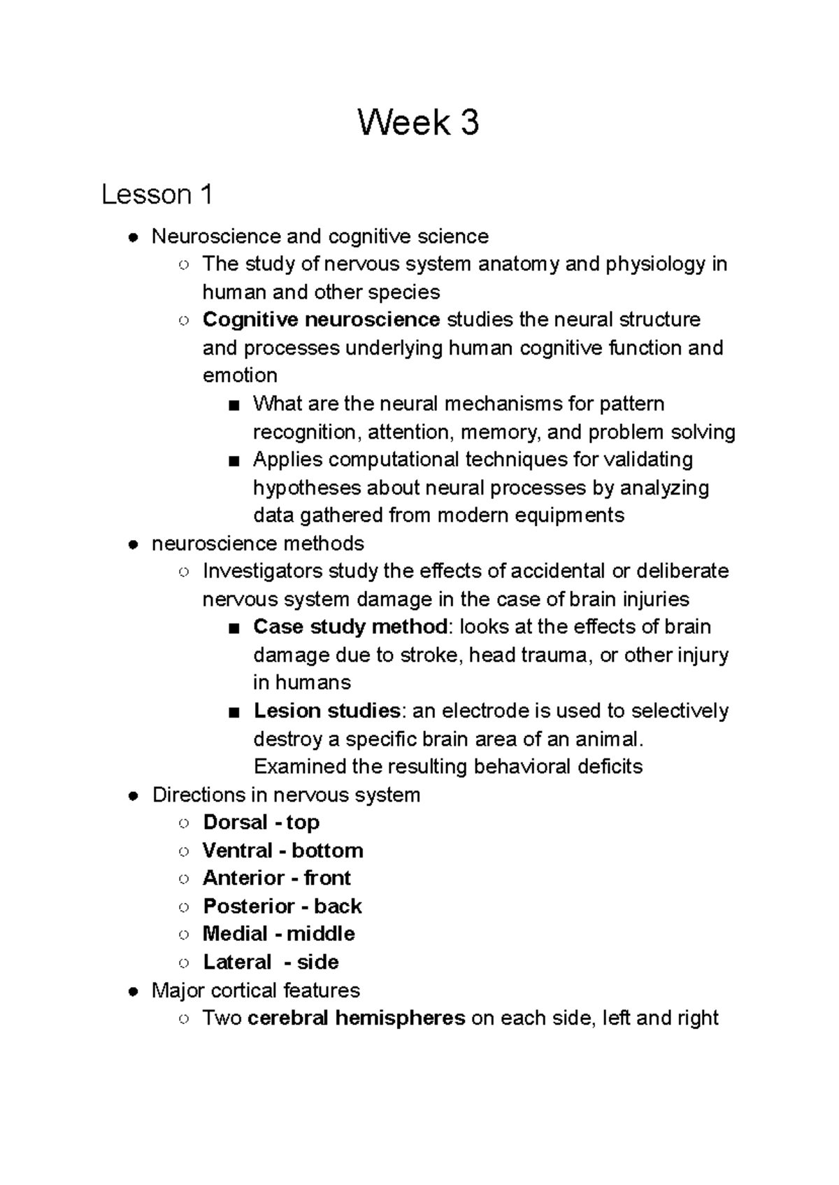 Neuroscience and Cognitive Science Overview (Week 3) - Week 3 Lesson 1 ...