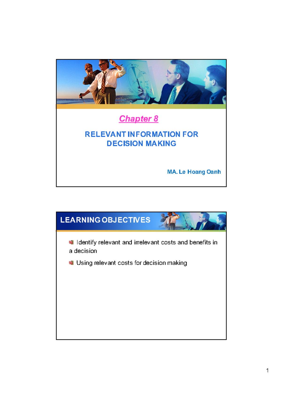Chapter 5 Relevant information and decision making - students ...