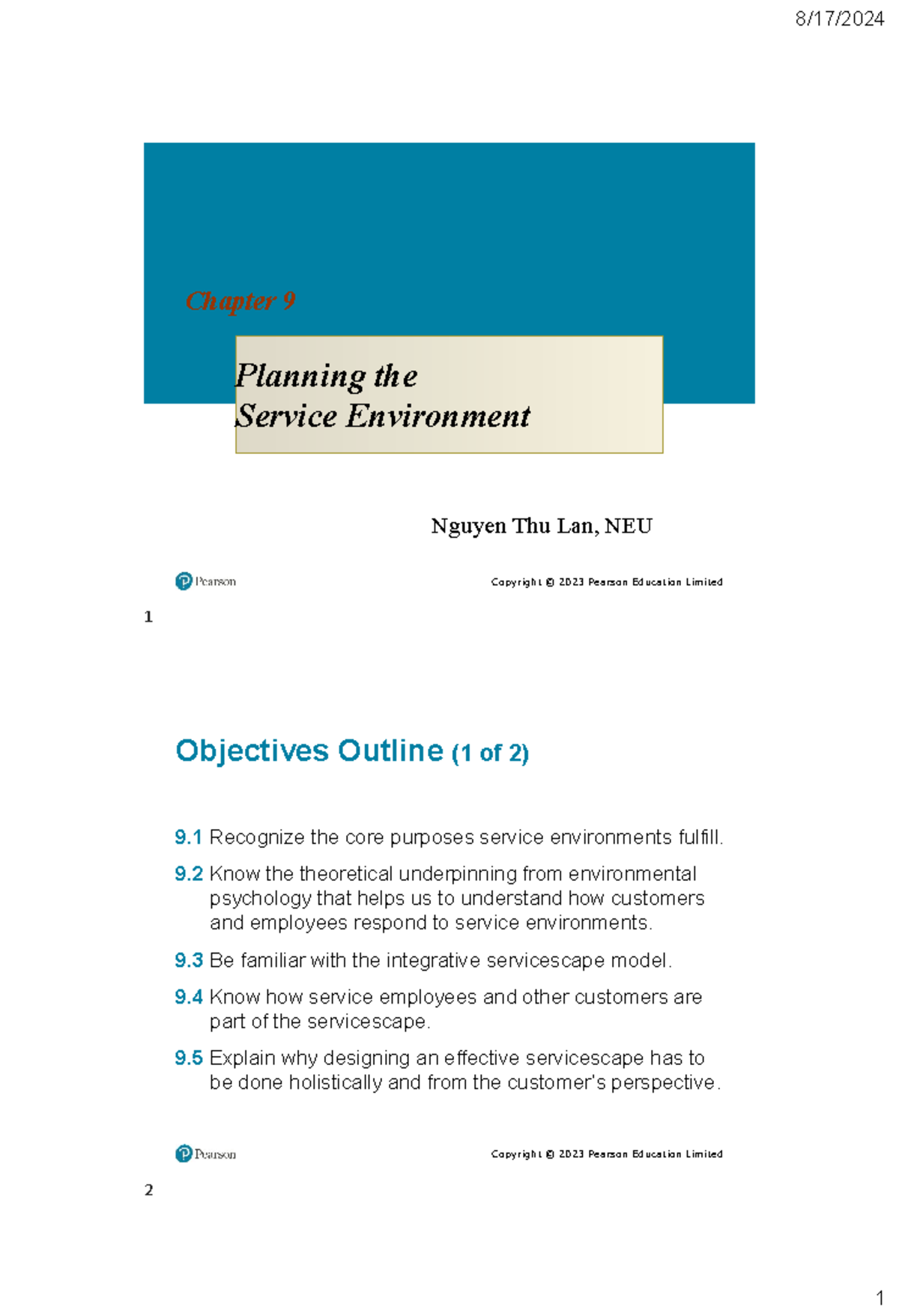Chapter 9 - Understanding Service Environments in Marketing - NEU - Studocu