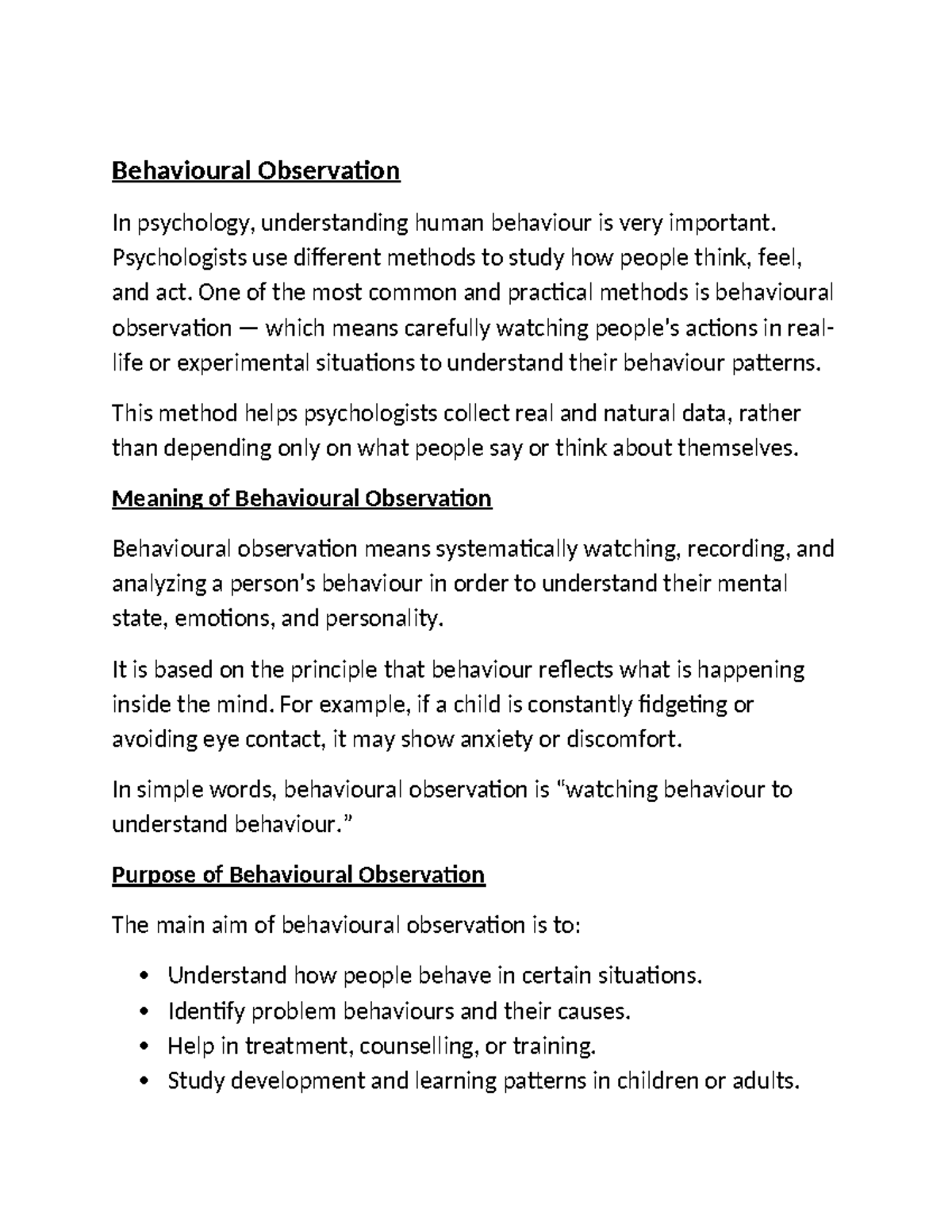 Behavioural Observation in Psychology: Understanding Human Actions ...