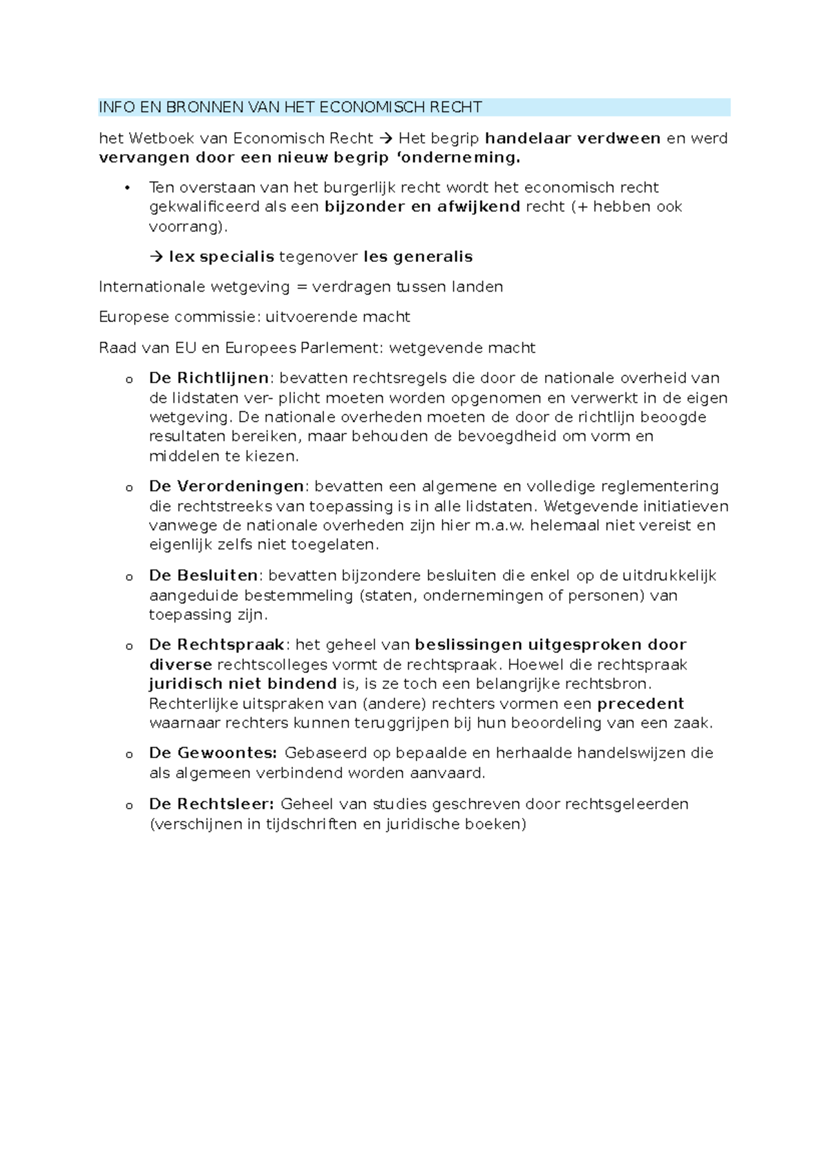 INFO 2023: Samenvatting Handelszaak en Economisch Recht - Studocu