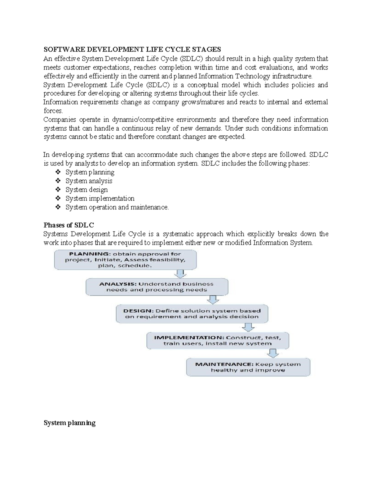 L3 SAD System Development Life Cycle Overview and Phases - Studocu