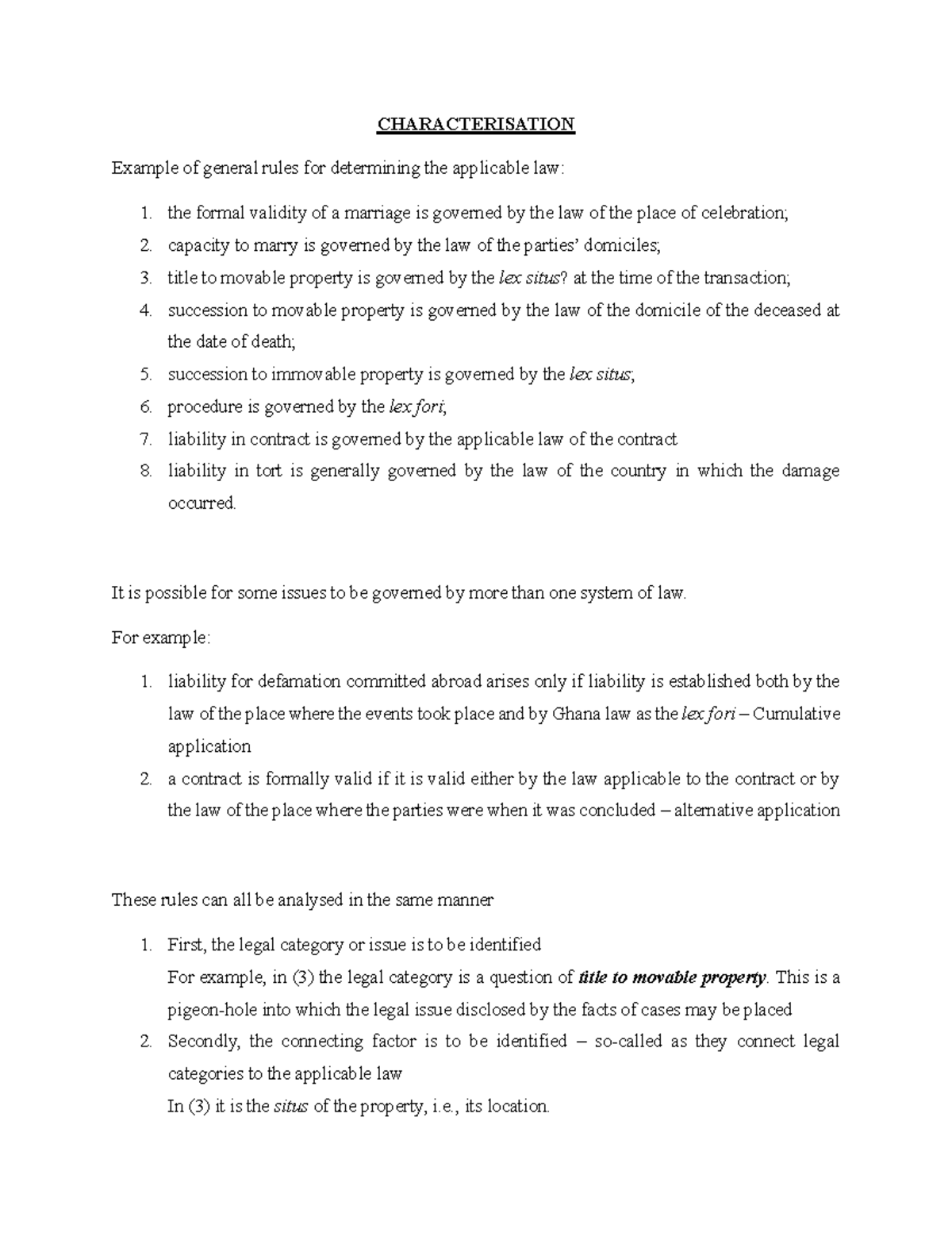 Characterisation of Legal Issues: Understanding Applicable Law Rules ...
