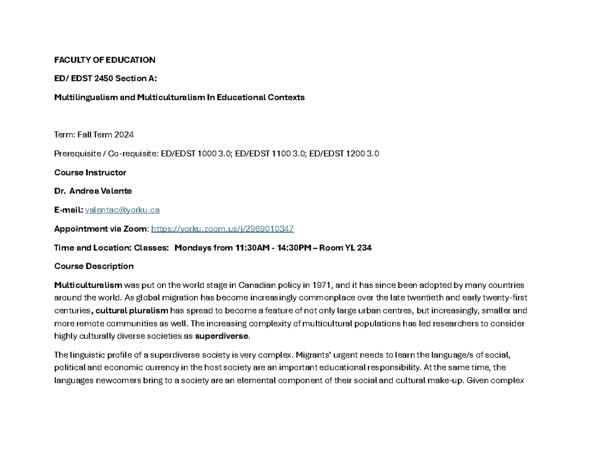 EDST 2450 - Course Syllabus on Multilingualism in Educational Contexts ...
