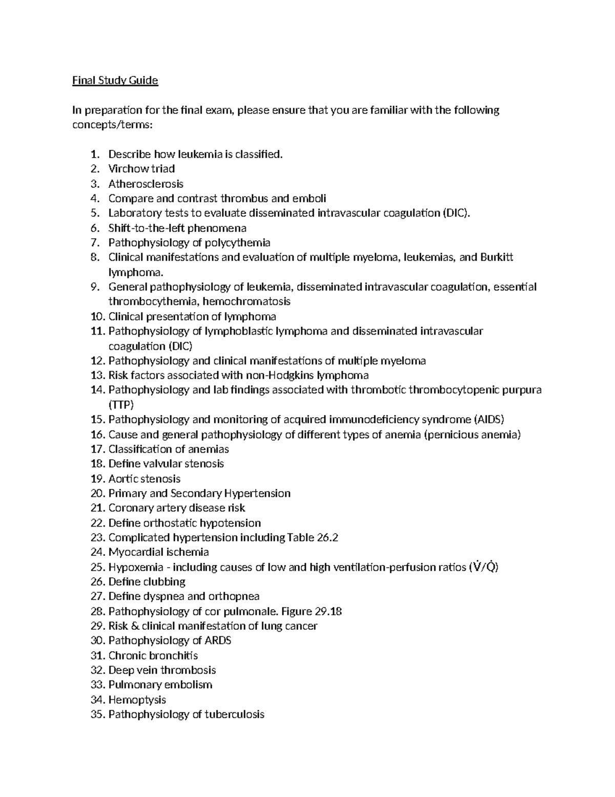 Final Exam Study Guide for Advanced Pathophysiology (AP-302) - Studocu