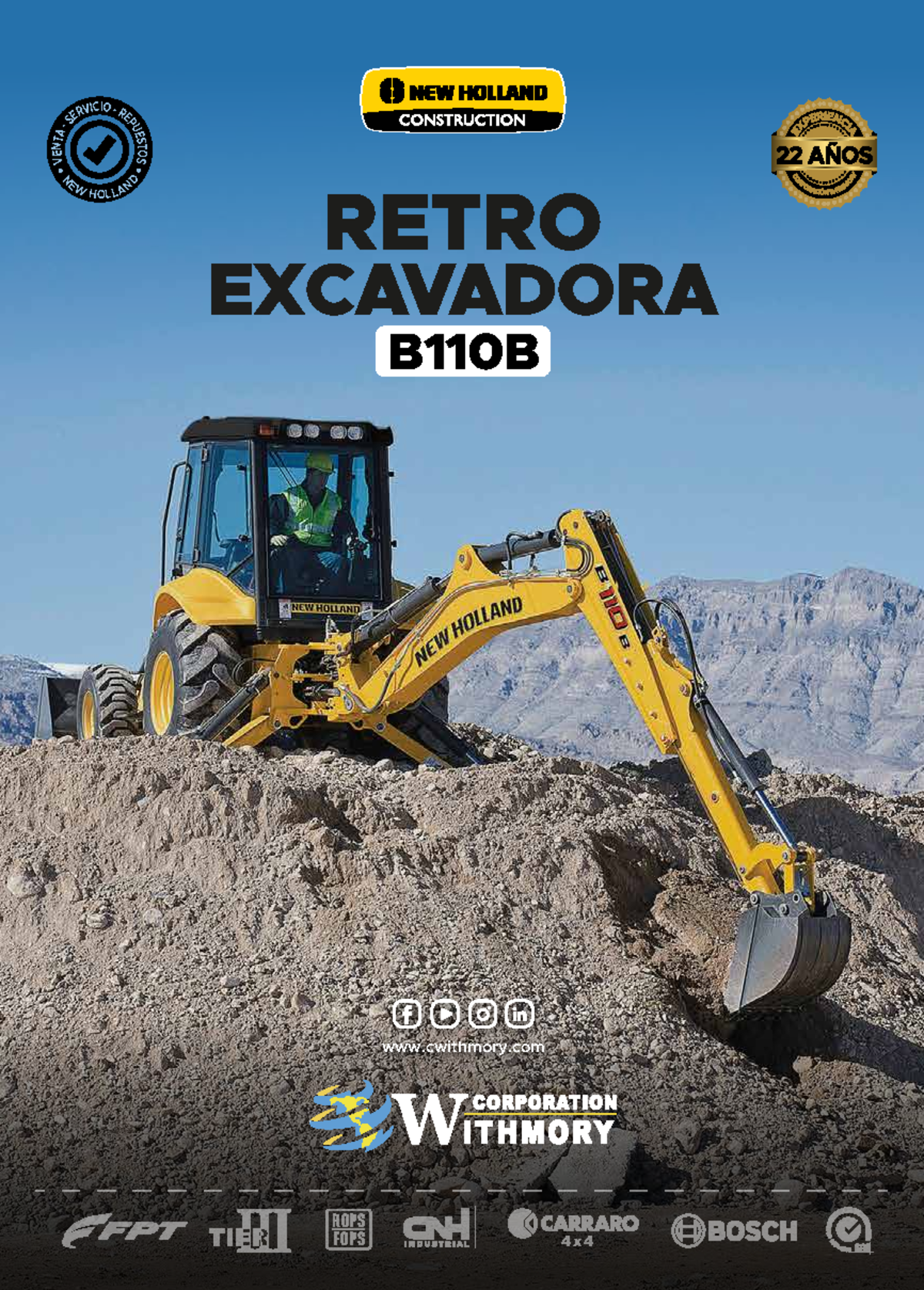 Ficha Técnica Retroexcavadora B110B - New Holland - Detalles Clave ...