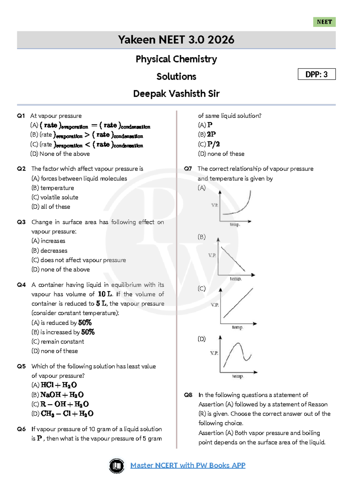 NEET 3.0 2026 Physical Chemistry DPP 03 Solutions by Deepak Vashisth ...