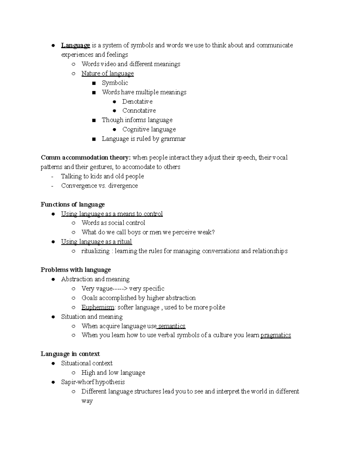 Comm 101 Midterm Lecture - Language and Communication Study Guide - Studocu