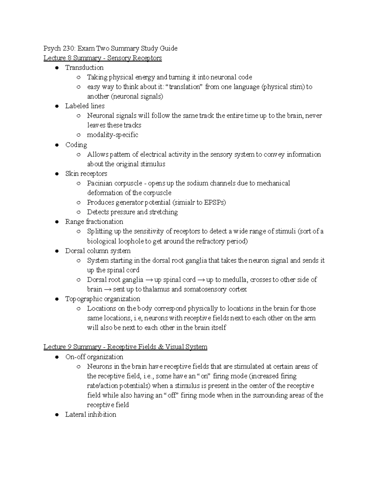 Psych 230 Exam 1 Study Guide: Key Concepts and Definitions - Studocu