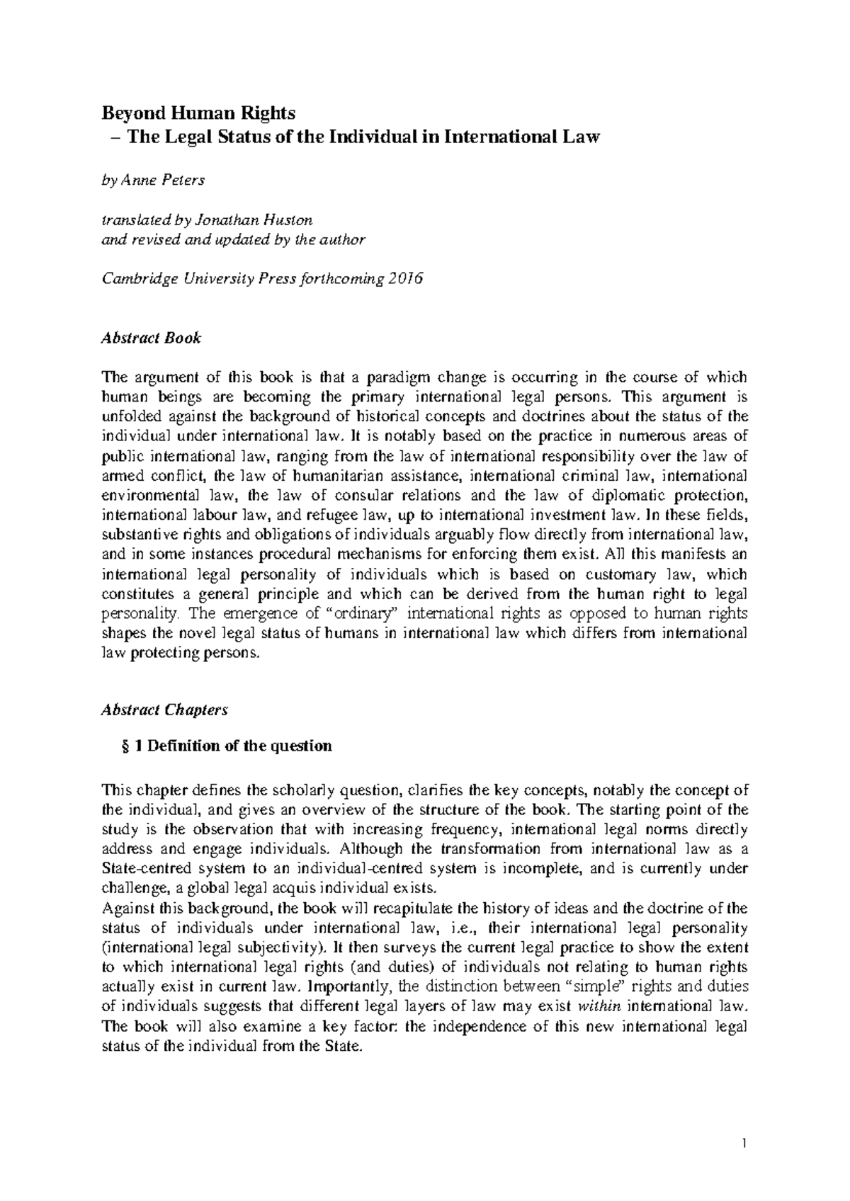 Beyond Human Rights: Chapter Abstracts Overview - Studocu