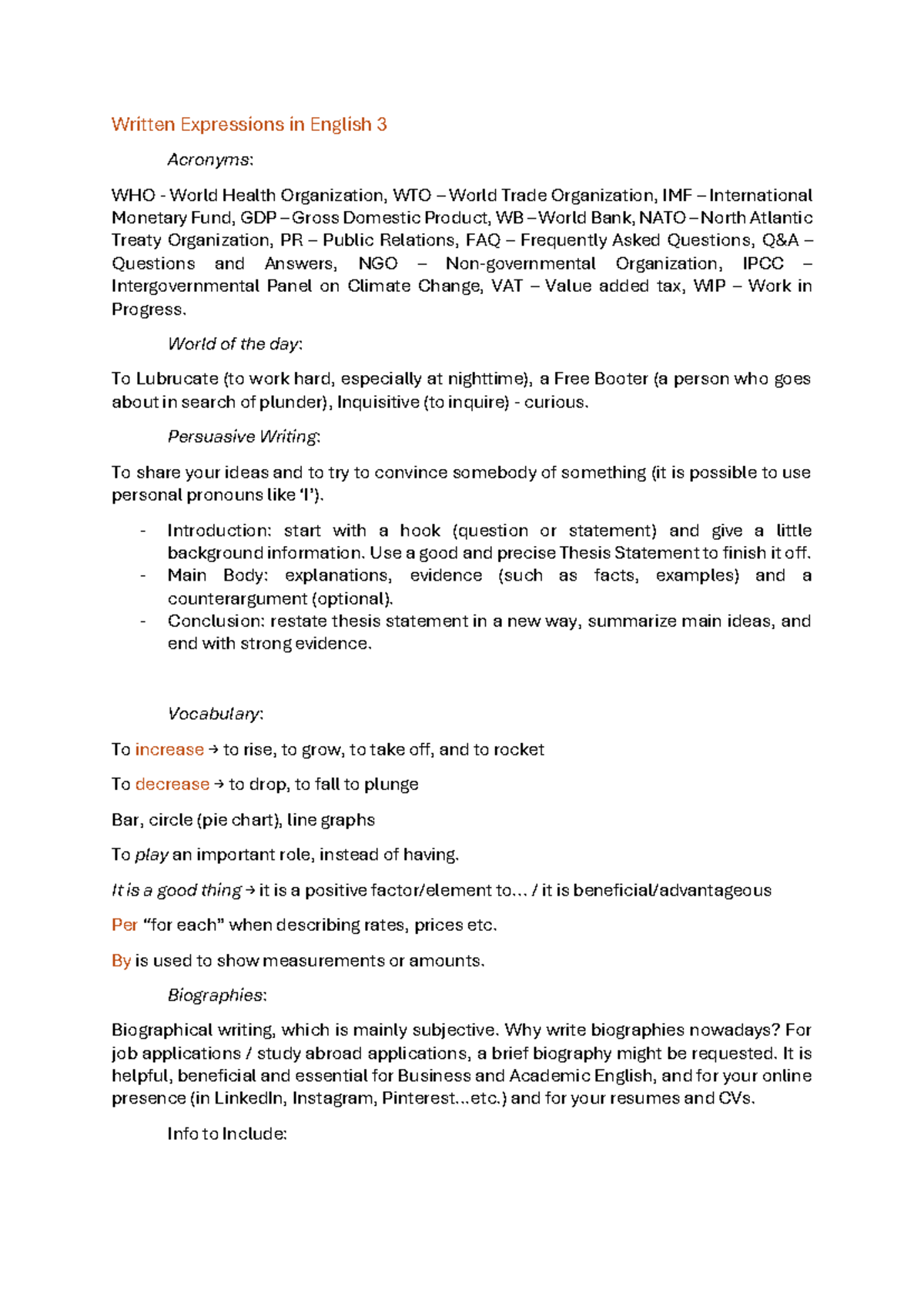 Written Expression in English 3: Persuasive Writing Techniques - Studocu