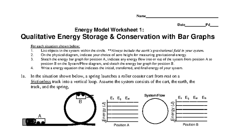 Energy Model Worksheet 1: Qualitative Energy Storage & Conservation