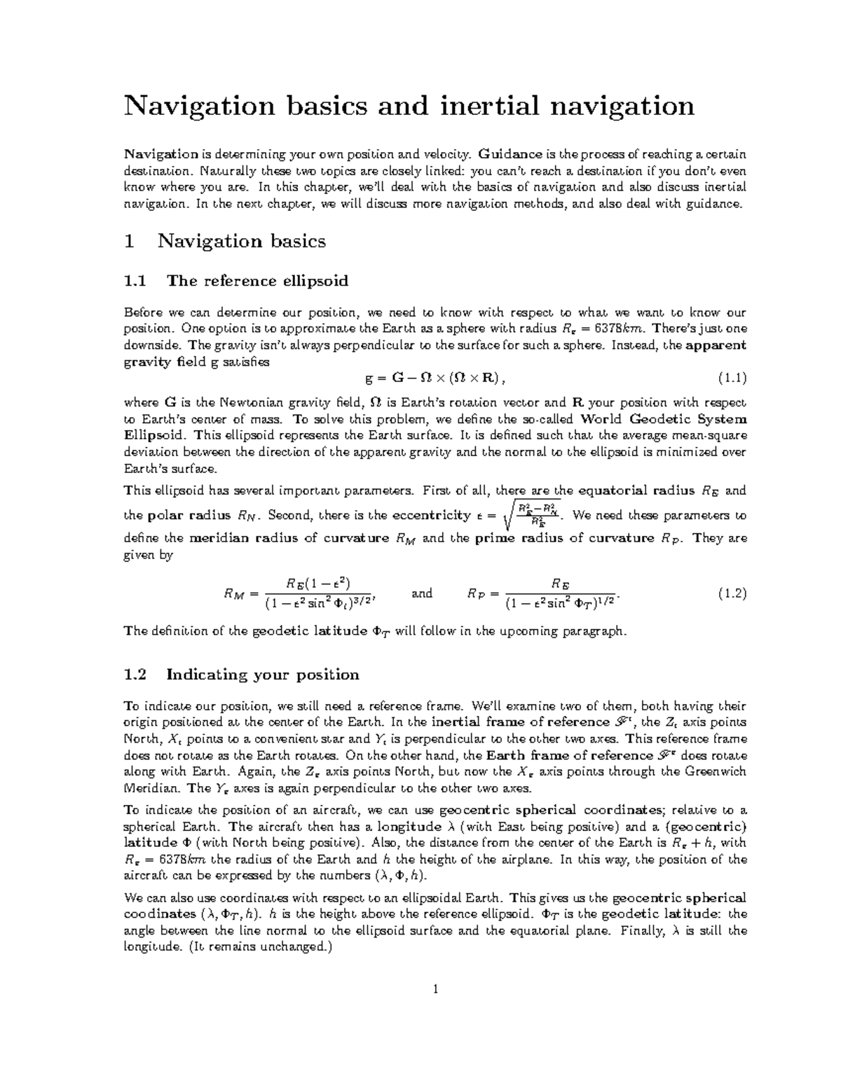 Lecture Summary: Navigation Basics & Inertial Navigation Concepts ...