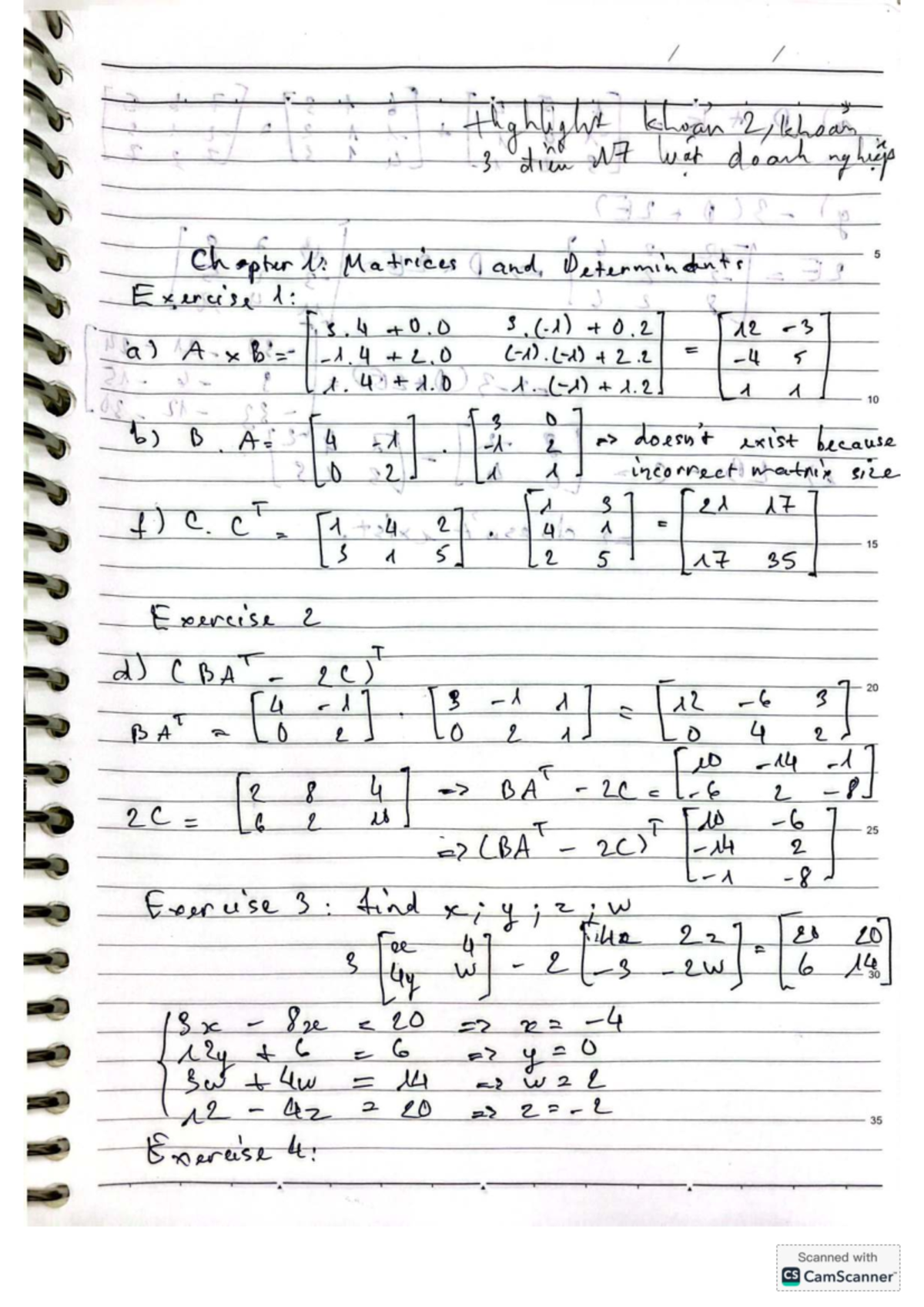 Highlight khoan 2, khown 3 tim N7: Matrices & Determinants Exercises ...