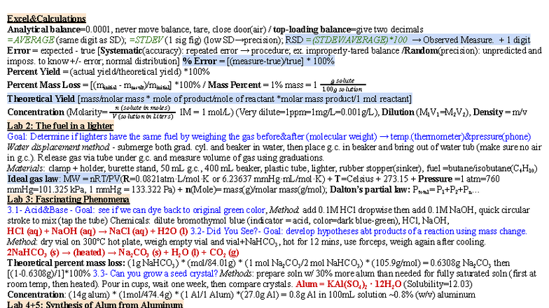 Chem Lab Final Test Cheat Sheet (CHEM 101) - Studocu
