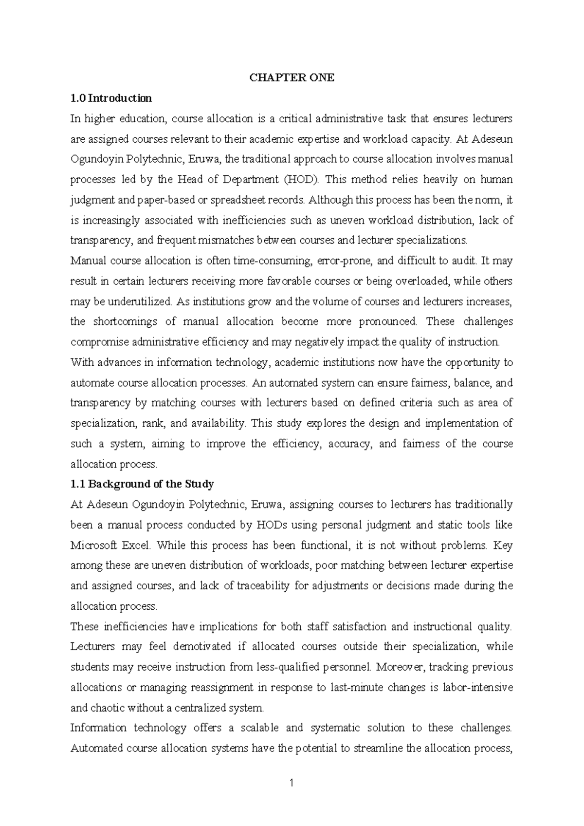 Design and Implementation of an Automated Course Allocation System (ND ...