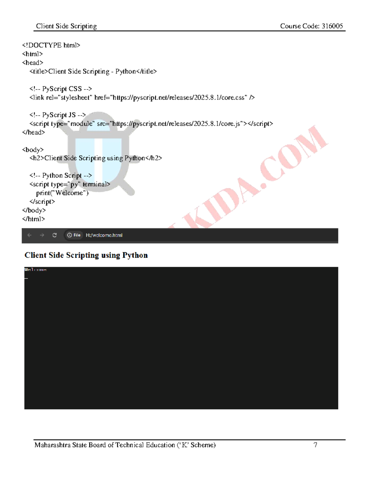 Client Side Scripting Guide: Course Code 316005 - Studocu