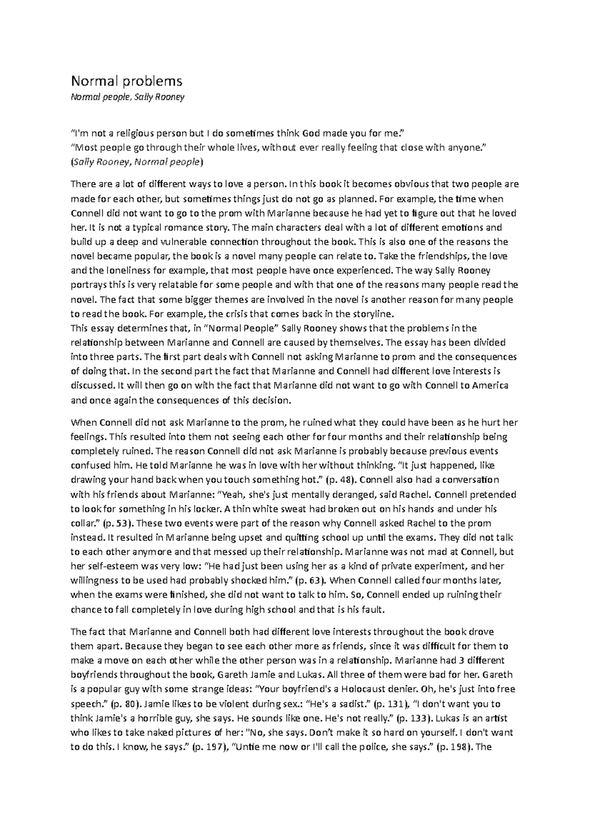 ENG 201 Essay Notes: Examining Relationships in 
